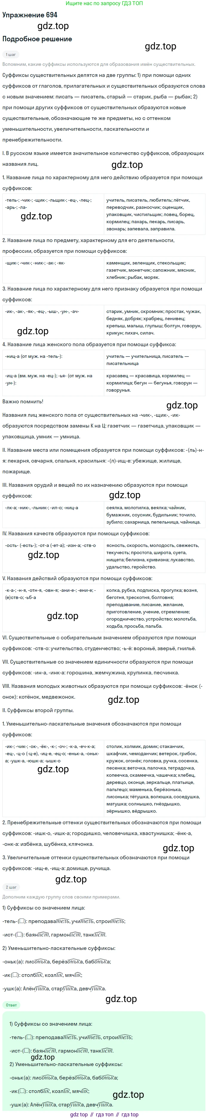 ГДЗ Русский язык, 5 класс Учебник, авторы: Разумовская Маргарита Михайловна, Львова Светлана Ивановна, Капинос Валентина Ивановна, Львов Валентин Витальевич, Богданова Галина Александровна, Тронина Татьяна Сергеевна, Сергеева Наталья Николаевна, издательство Дрофа, Москва, 2019 - 2022, белого цвета, Часть 2, страница 105, номер 694, Решение 1