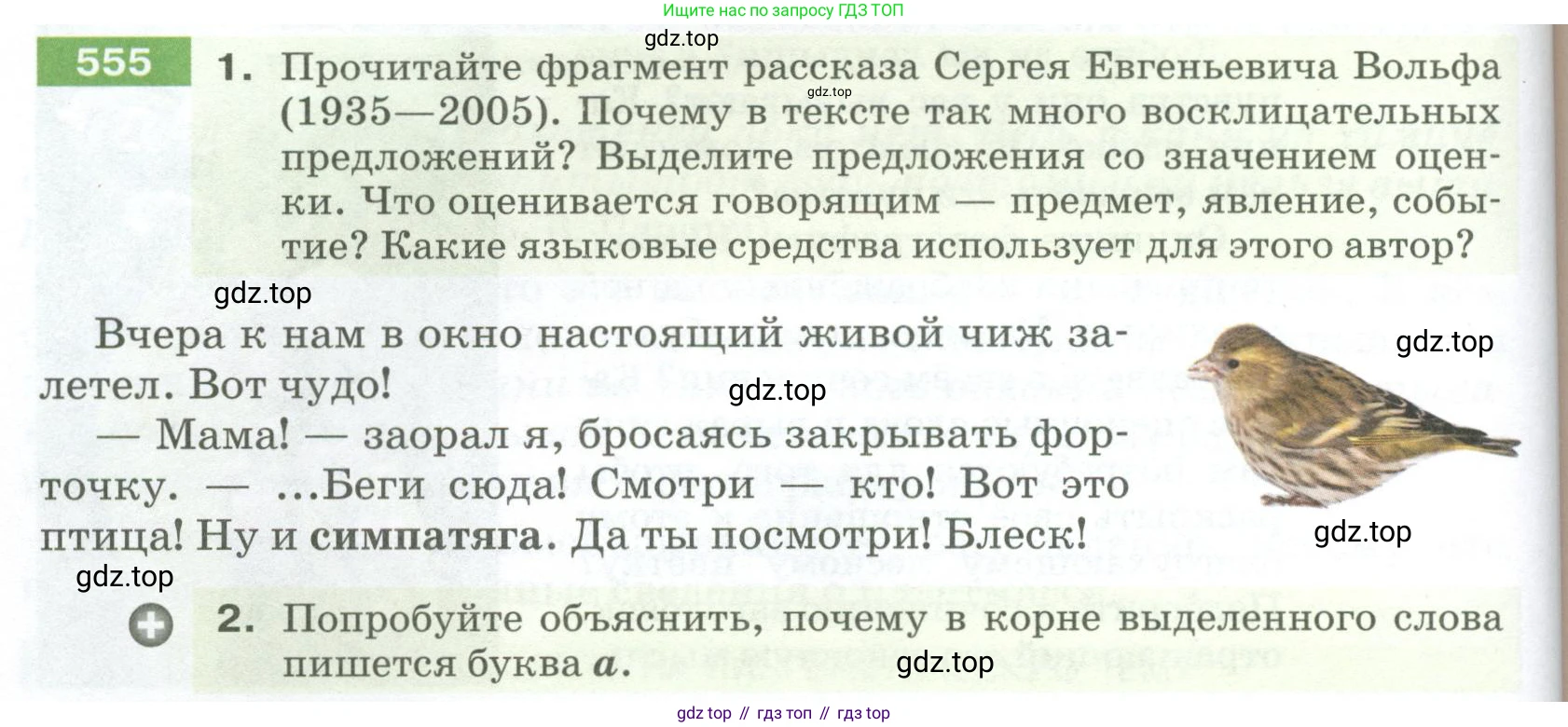 ГДЗ Русский язык, 5 класс Учебник, авторы: Разумовская Маргарита Михайловна, Львова Светлана Ивановна, Капинос Валентина Ивановна, Львов Валентин Витальевич, Богданова Галина Александровна, Тронина Татьяна Сергеевна, Сергеева Наталья Николаевна, издательство Просвещение, Москва, 2023, белого цвета, Часть 2, страница 62, номер 555, Условие 2023