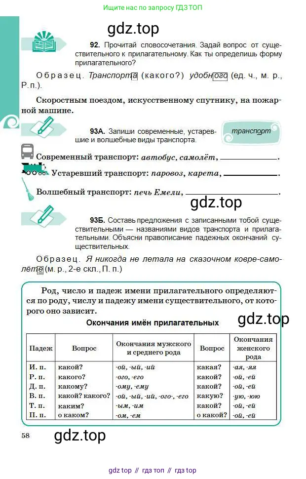 Русский язык, 5 класс Учебник, авторы: Сабитова Зинаида Какбаевна, Скляренко Ксения Сергеевна, издательство Мектеп, Алматы, 2018, Часть 1, страница 58