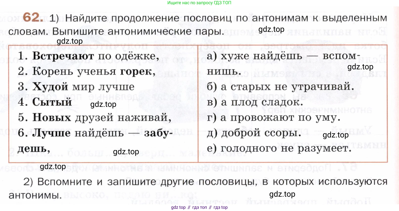 ГДЗ Русский язык, 5 класс Учебник, авторы: Шмелёв Алексей Дмитриевич, Флоренская Эльза Александровна, Габович Фаина Ефимовна, Савчук Лариса Олеговна(2), Шмелёва Елена Яковлевна, издательство Просвещение, Москва, 2021, Часть 1, страница 263, номер 62, Условие