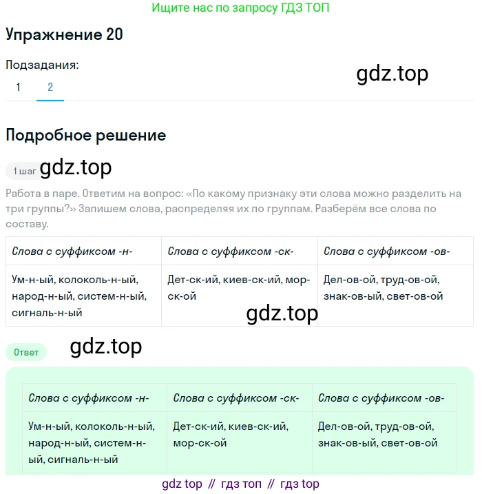 ГДЗ Русский язык, 5 класс Учебник, авторы: Шмелёв Алексей Дмитриевич, Флоренская Эльза Александровна, Габович Фаина Ефимовна, Савчук Лариса Олеговна(2), Шмелёва Елена Яковлевна, издательство Просвещение, Москва, 2021, Часть 1, страница 18, номер 20, Решение 1 (продолжение 2)