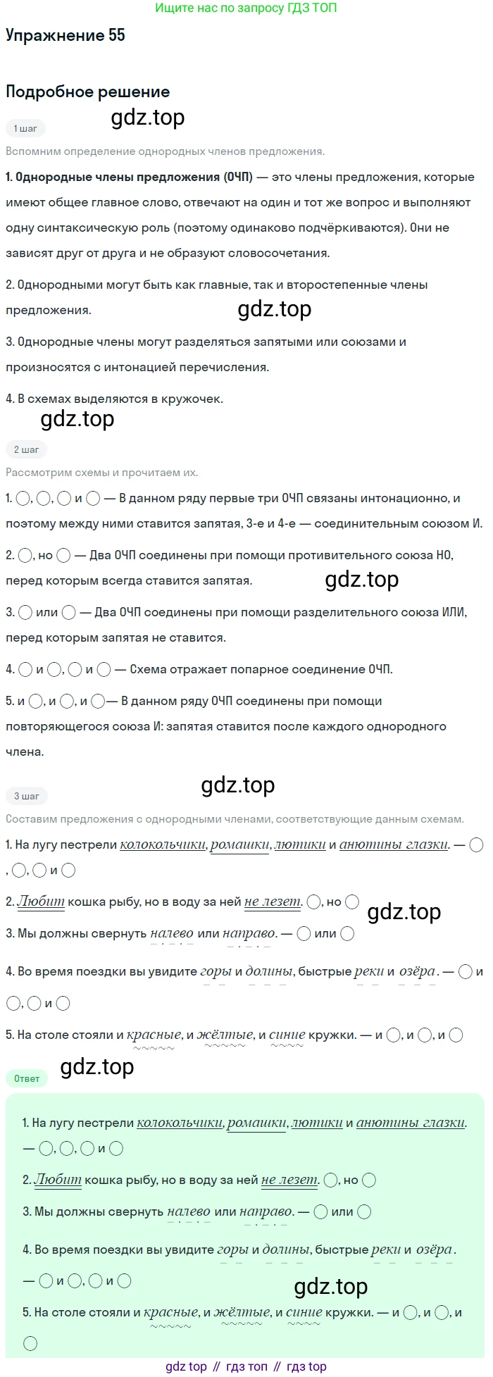 ГДЗ Русский язык, 5 класс Учебник, авторы: Шмелёв Алексей Дмитриевич, Флоренская Эльза Александровна, Габович Фаина Ефимовна, Савчук Лариса Олеговна(2), Шмелёва Елена Яковлевна, издательство Просвещение, Москва, 2021, Часть 1, страница 35, номер 55, Решение 1