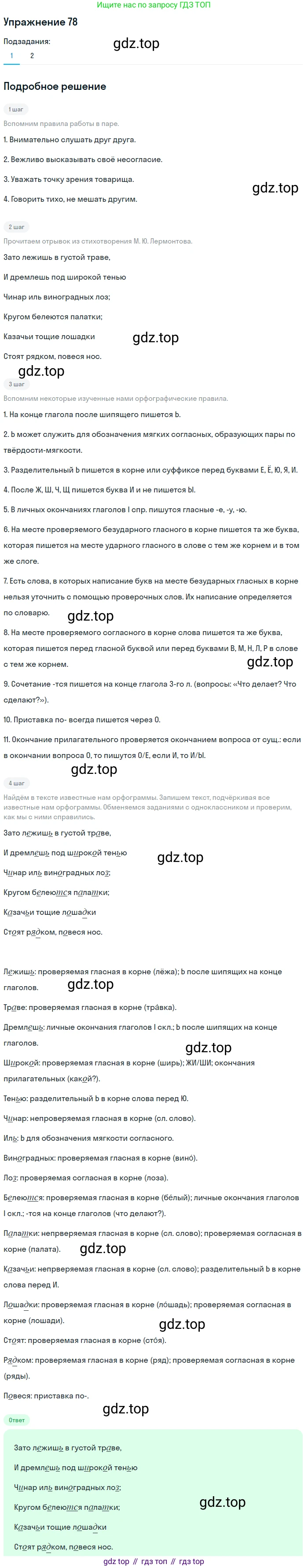 ГДЗ Русский язык, 5 класс Учебник, авторы: Шмелёв Алексей Дмитриевич, Флоренская Эльза Александровна, Габович Фаина Ефимовна, Савчук Лариса Олеговна(2), Шмелёва Елена Яковлевна, издательство Просвещение, Москва, 2021, Часть 1, страница 113, номер 78, Решение 1