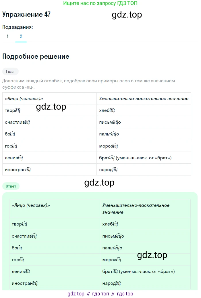 ГДЗ Русский язык, 5 класс Учебник, авторы: Шмелёв Алексей Дмитриевич, Флоренская Эльза Александровна, Габович Фаина Ефимовна, Савчук Лариса Олеговна(2), Шмелёва Елена Яковлевна, издательство Просвещение, Москва, 2021, Часть 1, страница 162, номер 47, Решение 1 (продолжение 2)