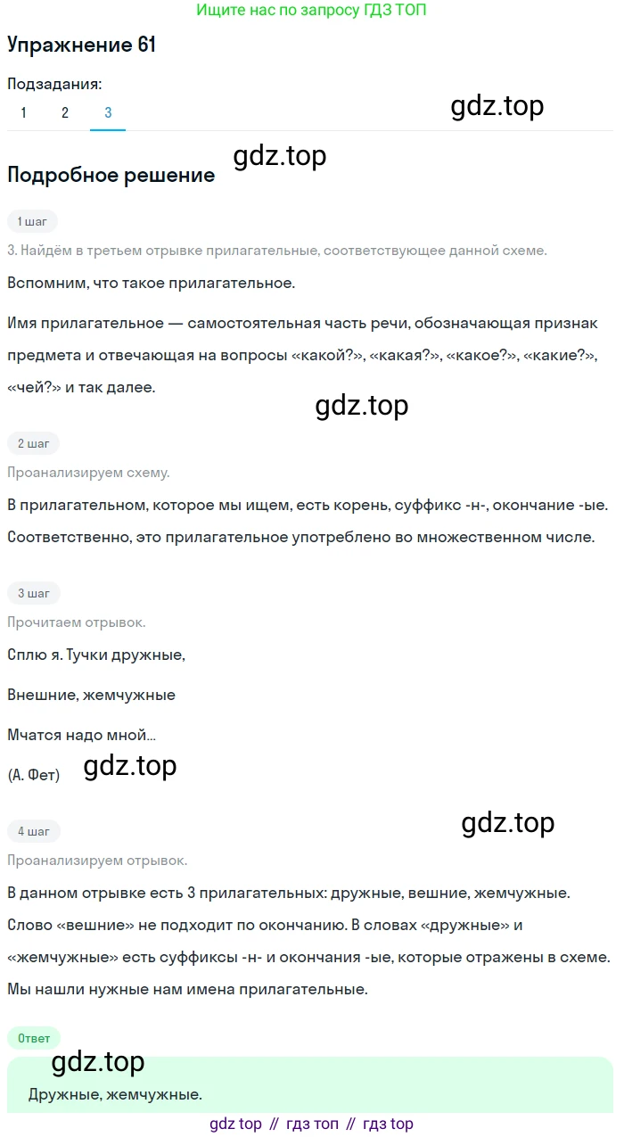 ГДЗ Русский язык, 5 класс Учебник, авторы: Шмелёв Алексей Дмитриевич, Флоренская Эльза Александровна, Габович Фаина Ефимовна, Савчук Лариса Олеговна(2), Шмелёва Елена Яковлевна, издательство Просвещение, Москва, 2021, Часть 1, страница 169, номер 61, Решение 1 (продолжение 3)