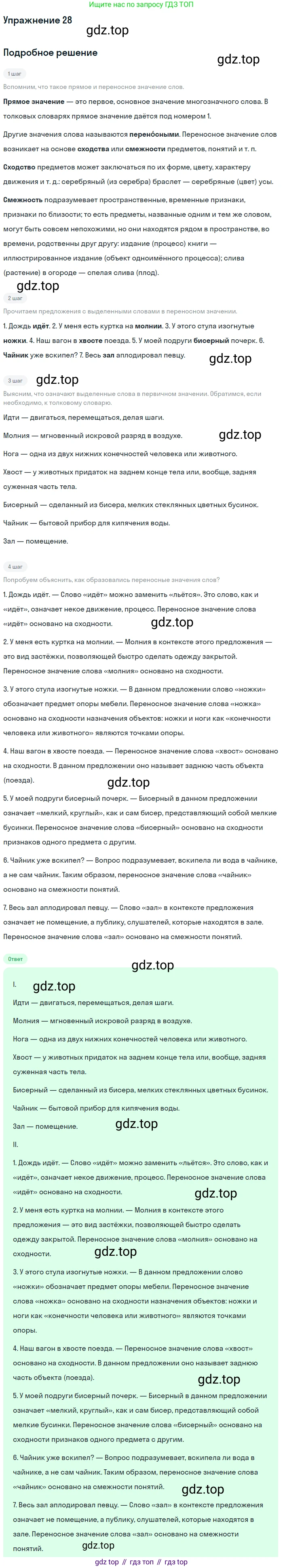 ГДЗ Русский язык, 5 класс Учебник, авторы: Шмелёв Алексей Дмитриевич, Флоренская Эльза Александровна, Габович Фаина Ефимовна, Савчук Лариса Олеговна(2), Шмелёва Елена Яковлевна, издательство Просвещение, Москва, 2021, Часть 1, страница 244, номер 28, Решение 1