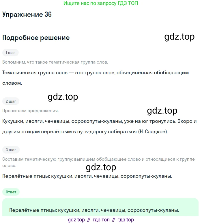 ГДЗ Русский язык, 5 класс Учебник, авторы: Шмелёв Алексей Дмитриевич, Флоренская Эльза Александровна, Габович Фаина Ефимовна, Савчук Лариса Олеговна(2), Шмелёва Елена Яковлевна, издательство Просвещение, Москва, 2021, Часть 1, страница 250, номер 36, Решение 1