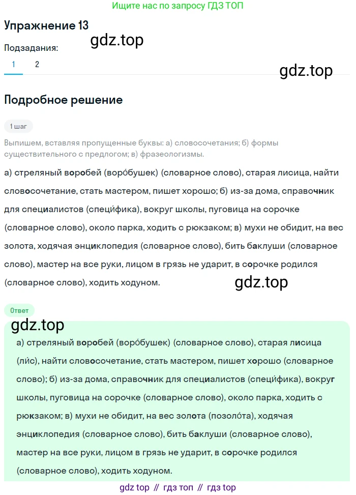 ГДЗ Русский язык, 5 класс Учебник, авторы: Шмелёв Алексей Дмитриевич, Флоренская Эльза Александровна, Габович Фаина Ефимовна, Савчук Лариса Олеговна(2), Шмелёва Елена Яковлевна, издательство Просвещение, Москва, 2021, Часть 2, страница 19, номер 13, Решение 1