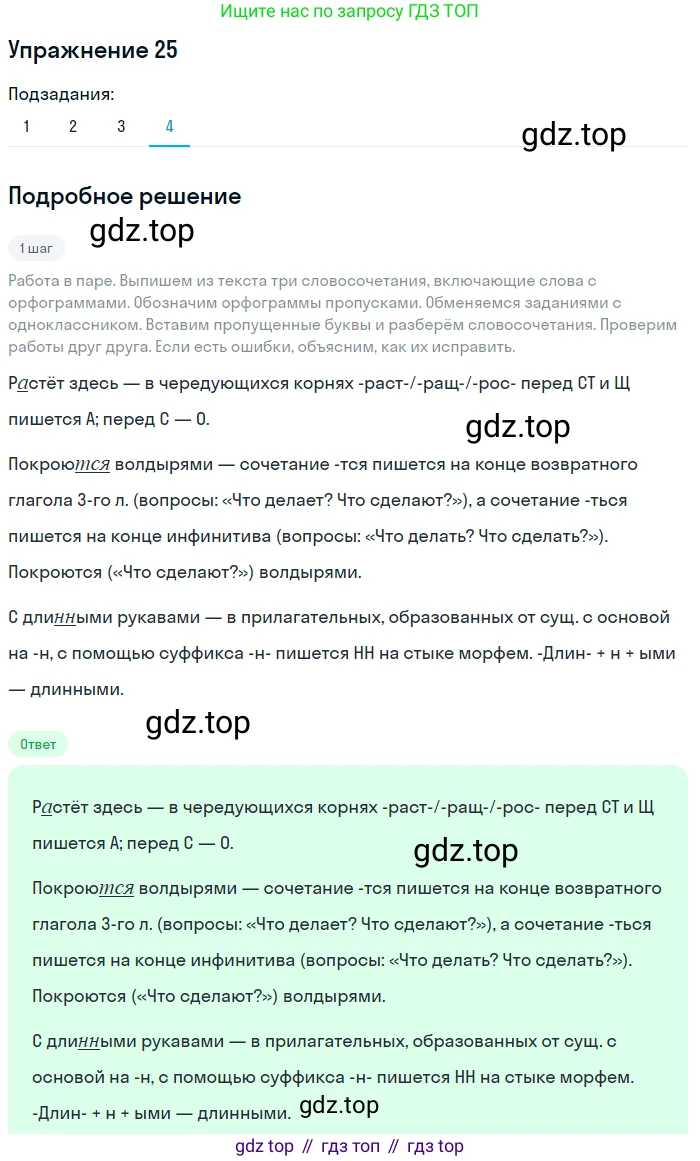 ГДЗ Русский язык, 5 класс Учебник, авторы: Шмелёв Алексей Дмитриевич, Флоренская Эльза Александровна, Габович Фаина Ефимовна, Савчук Лариса Олеговна(2), Шмелёва Елена Яковлевна, издательство Просвещение, Москва, 2021, Часть 2, страница 28, номер 25, Решение 1 (продолжение 4)