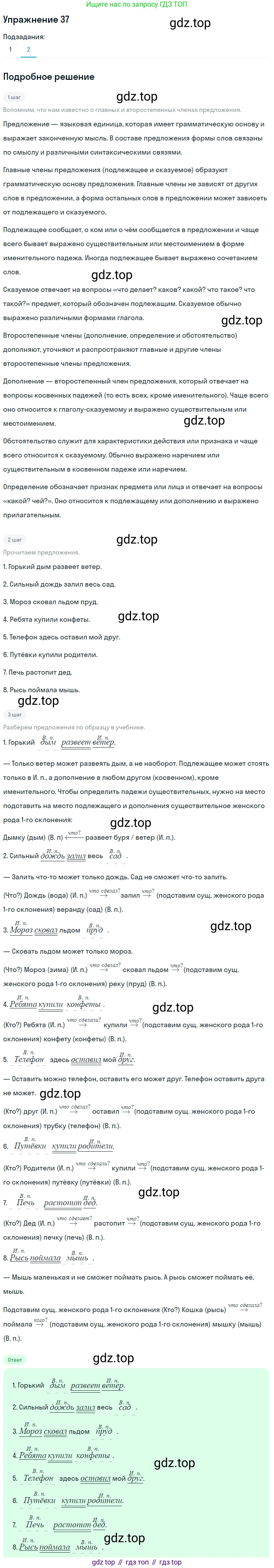 ГДЗ Русский язык, 5 класс Учебник, авторы: Шмелёв Алексей Дмитриевич, Флоренская Эльза Александровна, Габович Фаина Ефимовна, Савчук Лариса Олеговна(2), Шмелёва Елена Яковлевна, издательство Просвещение, Москва, 2021, Часть 2, страница 39, номер 37, Решение 1 (продолжение 2)