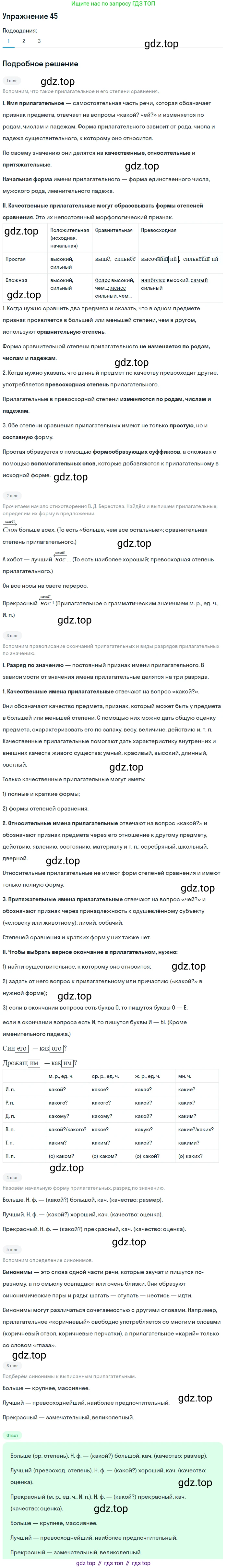 ГДЗ Русский язык, 5 класс Учебник, авторы: Шмелёв Алексей Дмитриевич, Флоренская Эльза Александровна, Габович Фаина Ефимовна, Савчук Лариса Олеговна(2), Шмелёва Елена Яковлевна, издательство Просвещение, Москва, 2021, Часть 2, страница 215, номер 45, Решение 1