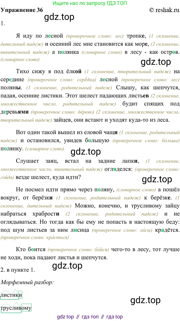 ГДЗ Русский язык, 5 класс Учебник, авторы: Шмелёв Алексей Дмитриевич, Флоренская Эльза Александровна, Габович Фаина Ефимовна, Савчук Лариса Олеговна(2), Шмелёва Елена Яковлевна, издательство Просвещение, Москва, 2021, Часть 1, страница 24, номер 36, Решение 2