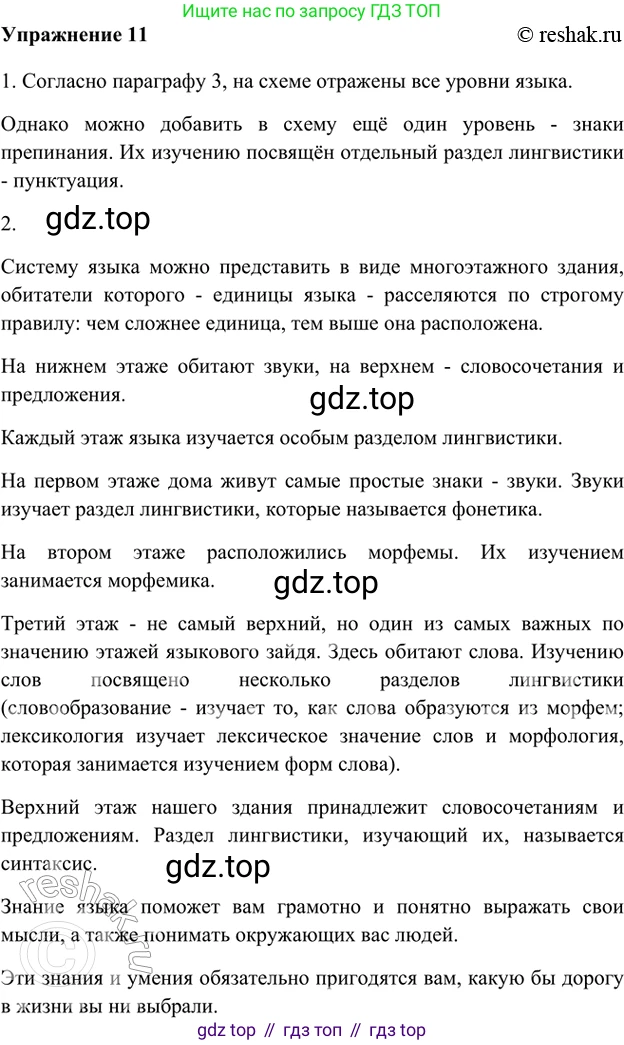 ГДЗ Русский язык, 5 класс Учебник, авторы: Шмелёв Алексей Дмитриевич, Флоренская Эльза Александровна, Габович Фаина Ефимовна, Савчук Лариса Олеговна(2), Шмелёва Елена Яковлевна, издательство Просвещение, Москва, 2021, Часть 1, страница 73, номер 11, Решение 2