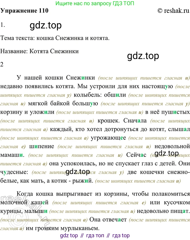 ГДЗ Русский язык, 5 класс Учебник, авторы: Шмелёв Алексей Дмитриевич, Флоренская Эльза Александровна, Габович Фаина Ефимовна, Савчук Лариса Олеговна(2), Шмелёва Елена Яковлевна, издательство Просвещение, Москва, 2021, Часть 1, страница 134, номер 110, Решение 2