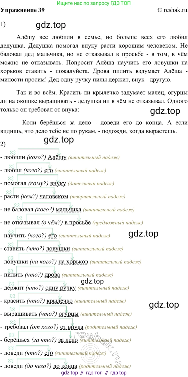ГДЗ Русский язык, 5 класс Учебник, авторы: Шмелёв Алексей Дмитриевич, Флоренская Эльза Александровна, Габович Фаина Ефимовна, Савчук Лариса Олеговна(2), Шмелёва Елена Яковлевна, издательство Просвещение, Москва, 2021, Часть 2, страница 40, номер 39, Решение 2
