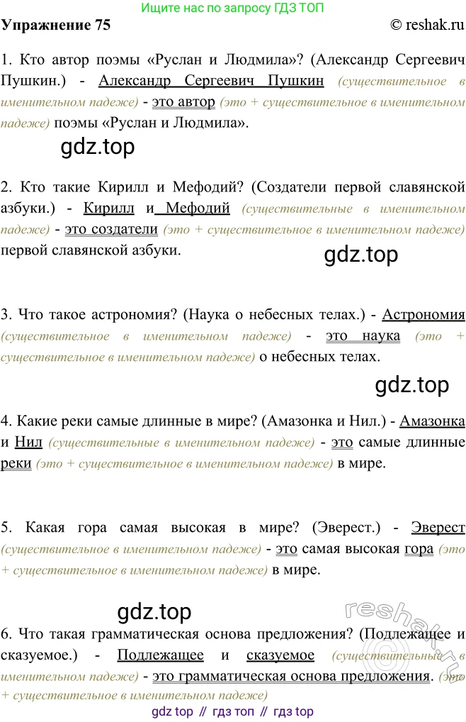 ГДЗ Русский язык, 5 класс Учебник, авторы: Шмелёв Алексей Дмитриевич, Флоренская Эльза Александровна, Габович Фаина Ефимовна, Савчук Лариса Олеговна(2), Шмелёва Елена Яковлевна, издательство Просвещение, Москва, 2021, Часть 2, страница 66, номер 75, Решение 2