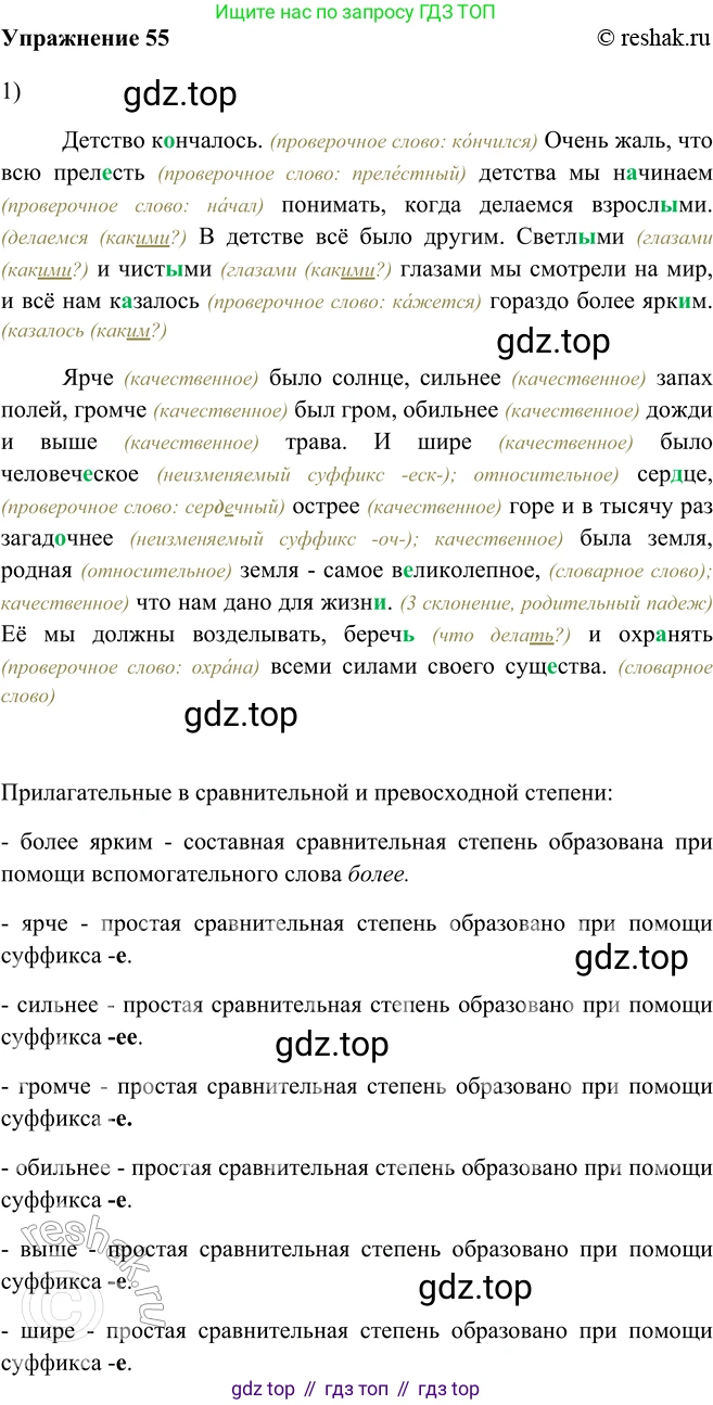 ГДЗ Русский язык, 5 класс Учебник, авторы: Шмелёв Алексей Дмитриевич, Флоренская Эльза Александровна, Габович Фаина Ефимовна, Савчук Лариса Олеговна(2), Шмелёва Елена Яковлевна, издательство Просвещение, Москва, 2021, Часть 2, страница 223, номер 55, Решение 2