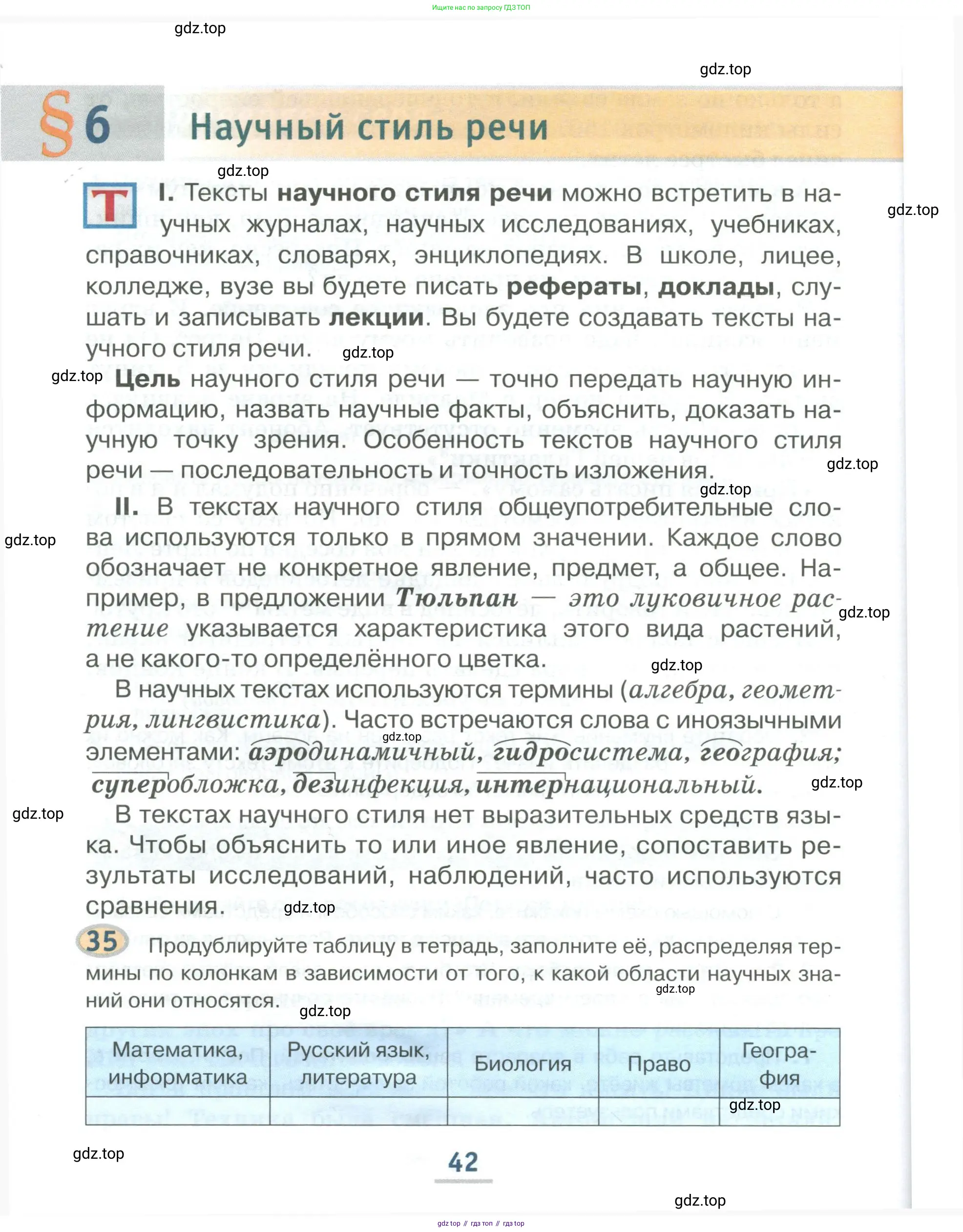 Русский язык, 6 класс Учебник, авторы: Быстрова Елена Александровна, Кибирёва Людмила Валентиновна, Гостева Юлия Николаевна, Антонова Евгения Станиславовна, издательство Русское слово, Москва, 2022, голубого цвета, Часть 1, страница 42