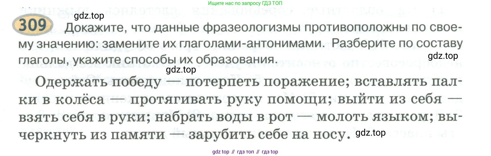 Русский язык, 6 класс Учебник, авторы: Быстрова Елена Александровна, Кибирёва Людмила Валентиновна, Гостева Юлия Николаевна, Антонова Евгения Станиславовна, издательство Русское слово, Москва, 2022, голубого цвета, Часть 1, страница 241, номер 309, Условие