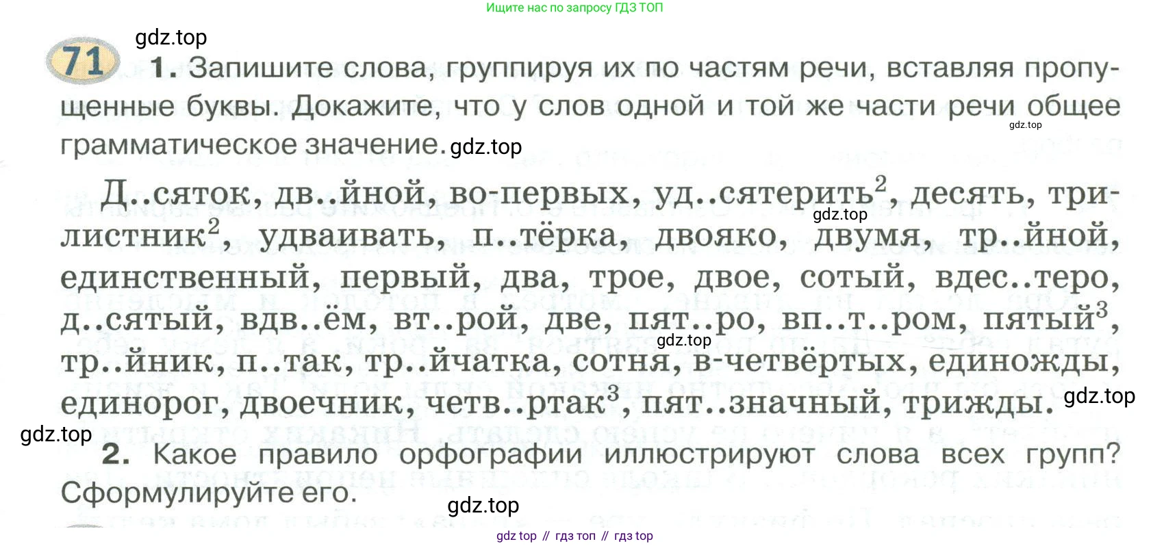 Русский язык, 6 класс Учебник, авторы: Быстрова Елена Александровна, Кибирёва Людмила Валентиновна, Гостева Юлия Николаевна, Антонова Евгения Станиславовна, издательство Русское слово, Москва, 2022, голубого цвета, Часть 2, страница 59, номер 71, Условие