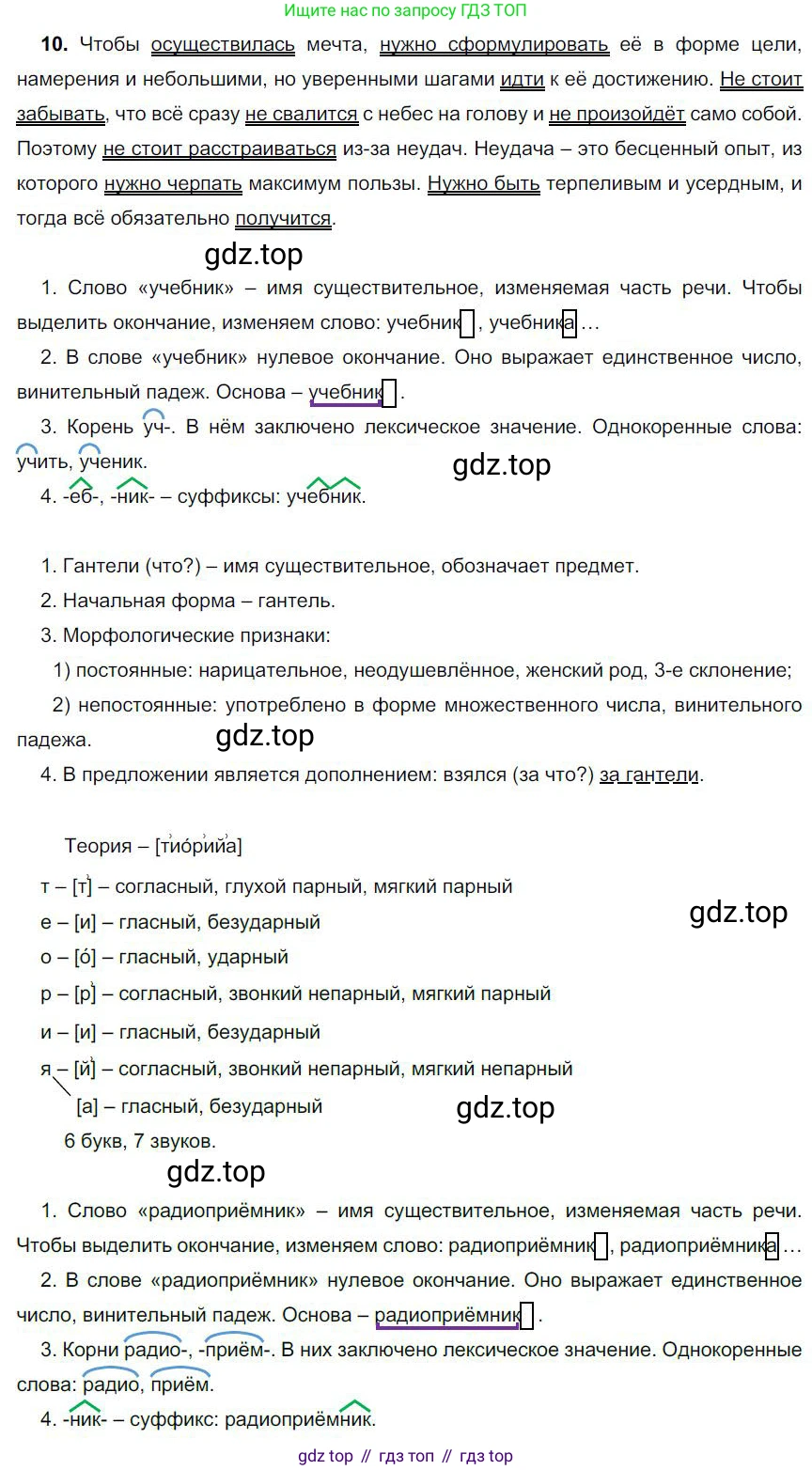 Русский язык, 6 класс Учебник, авторы: Быстрова Елена Александровна, Кибирёва Людмила Валентиновна, Гостева Юлия Николаевна, Антонова Евгения Станиславовна, издательство Русское слово, Москва, 2022, голубого цвета, Часть 1, страница 252, номер 10, Решение 1