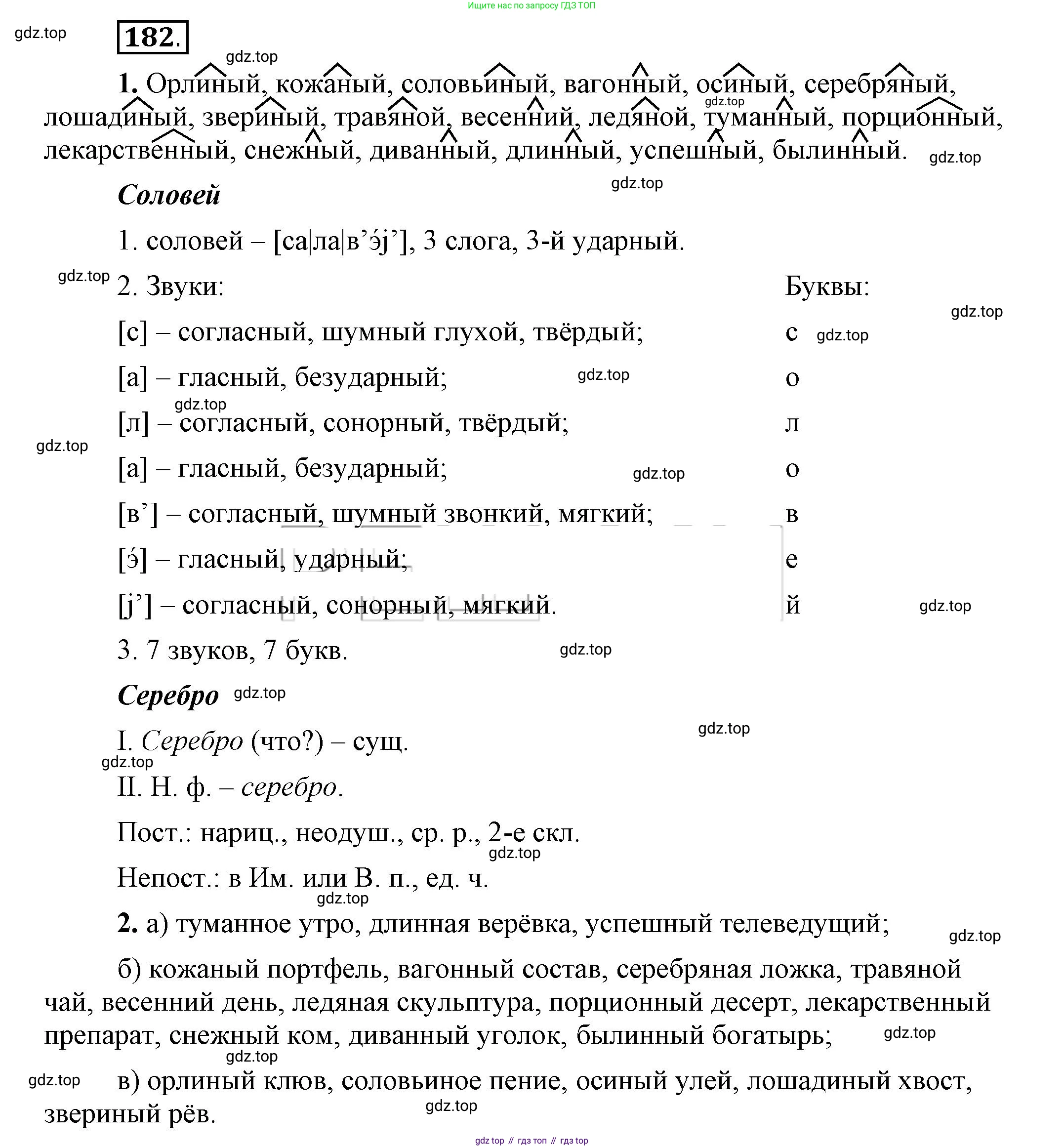 Русский язык, 6 класс Учебник, авторы: Быстрова Елена Александровна, Кибирёва Людмила Валентиновна, Гостева Юлия Николаевна, Антонова Евгения Станиславовна, издательство Русское слово, Москва, 2022, голубого цвета, Часть 1, страница 152, номер 182, Решение 2