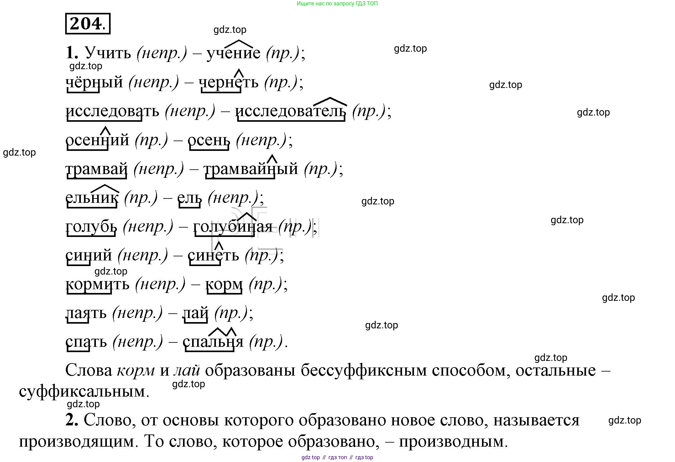 Русский язык, 6 класс Учебник, авторы: Быстрова Елена Александровна, Кибирёва Людмила Валентиновна, Гостева Юлия Николаевна, Антонова Евгения Станиславовна, издательство Русское слово, Москва, 2022, голубого цвета, Часть 1, страница 165, номер 204, Решение 2