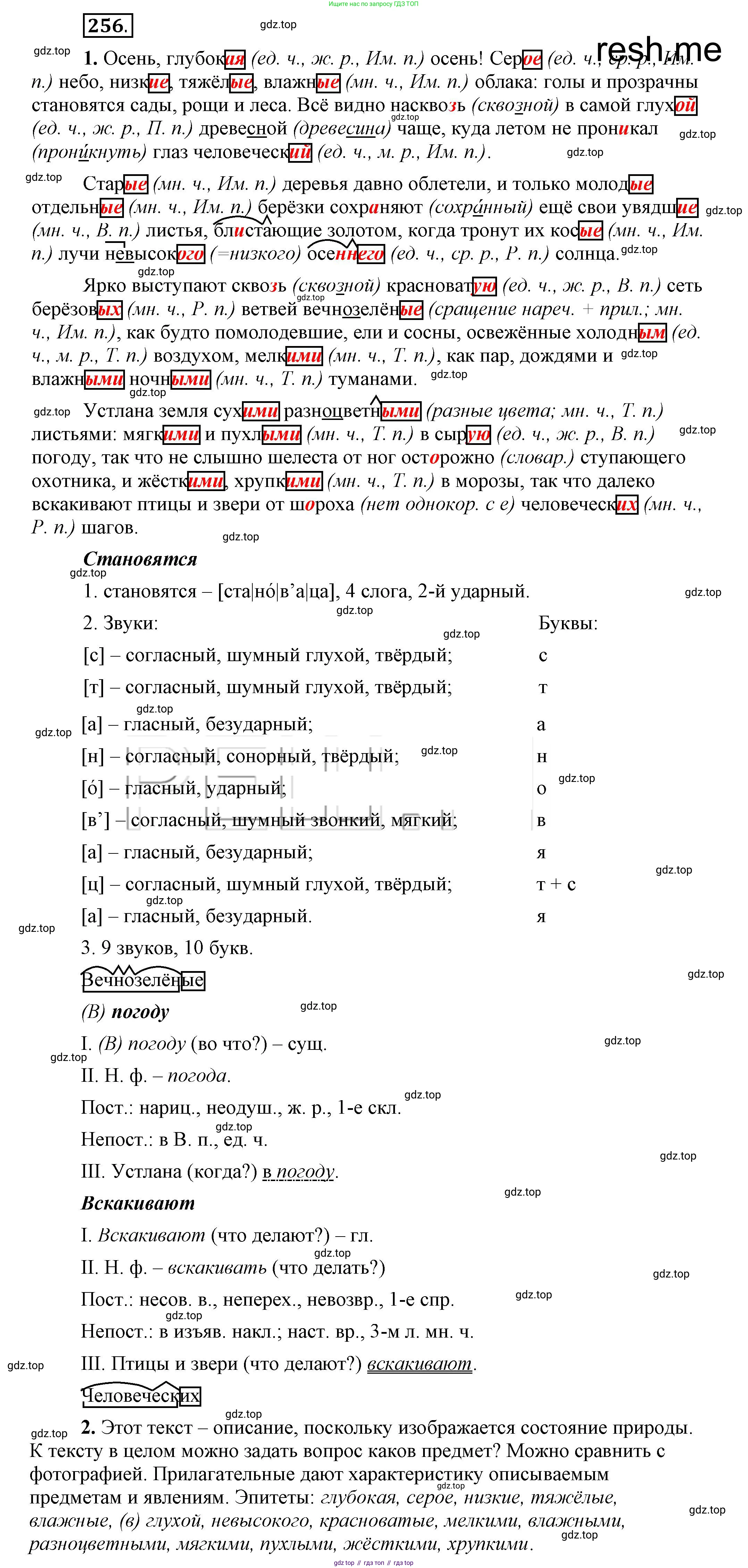 Русский язык, 6 класс Учебник, авторы: Быстрова Елена Александровна, Кибирёва Людмила Валентиновна, Гостева Юлия Николаевна, Антонова Евгения Станиславовна, издательство Русское слово, Москва, 2022, голубого цвета, Часть 1, страница 204, номер 256, Решение 2