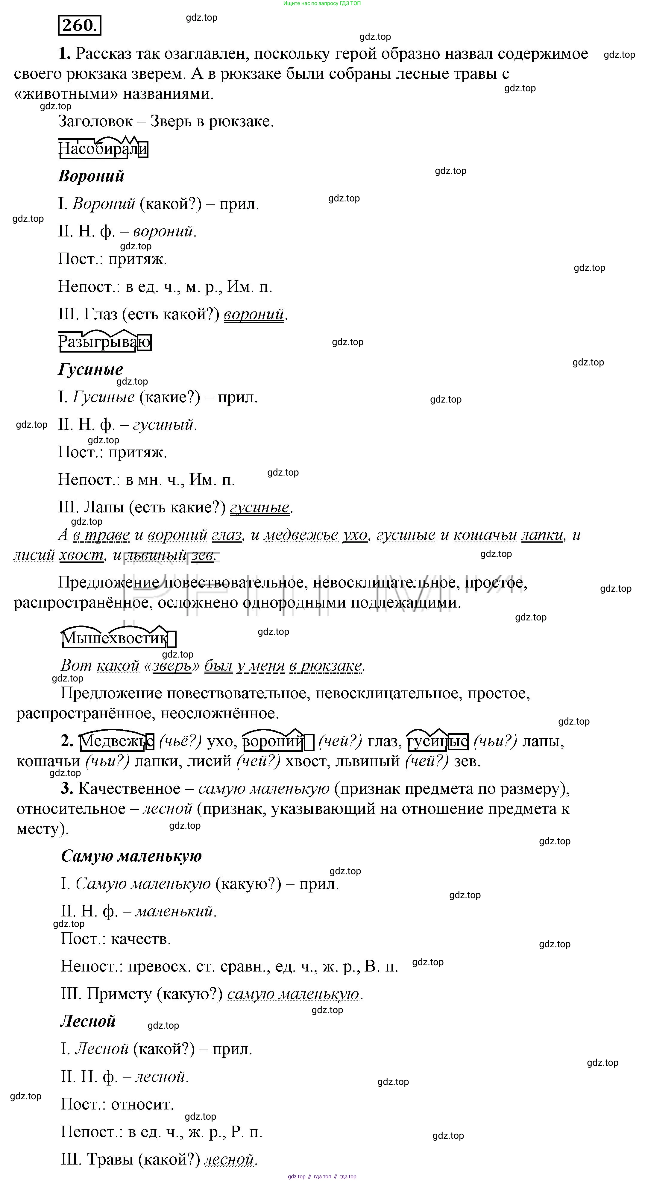 Русский язык, 6 класс Учебник, авторы: Быстрова Елена Александровна, Кибирёва Людмила Валентиновна, Гостева Юлия Николаевна, Антонова Евгения Станиславовна, издательство Русское слово, Москва, 2022, голубого цвета, Часть 1, страница 207, номер 260, Решение 2