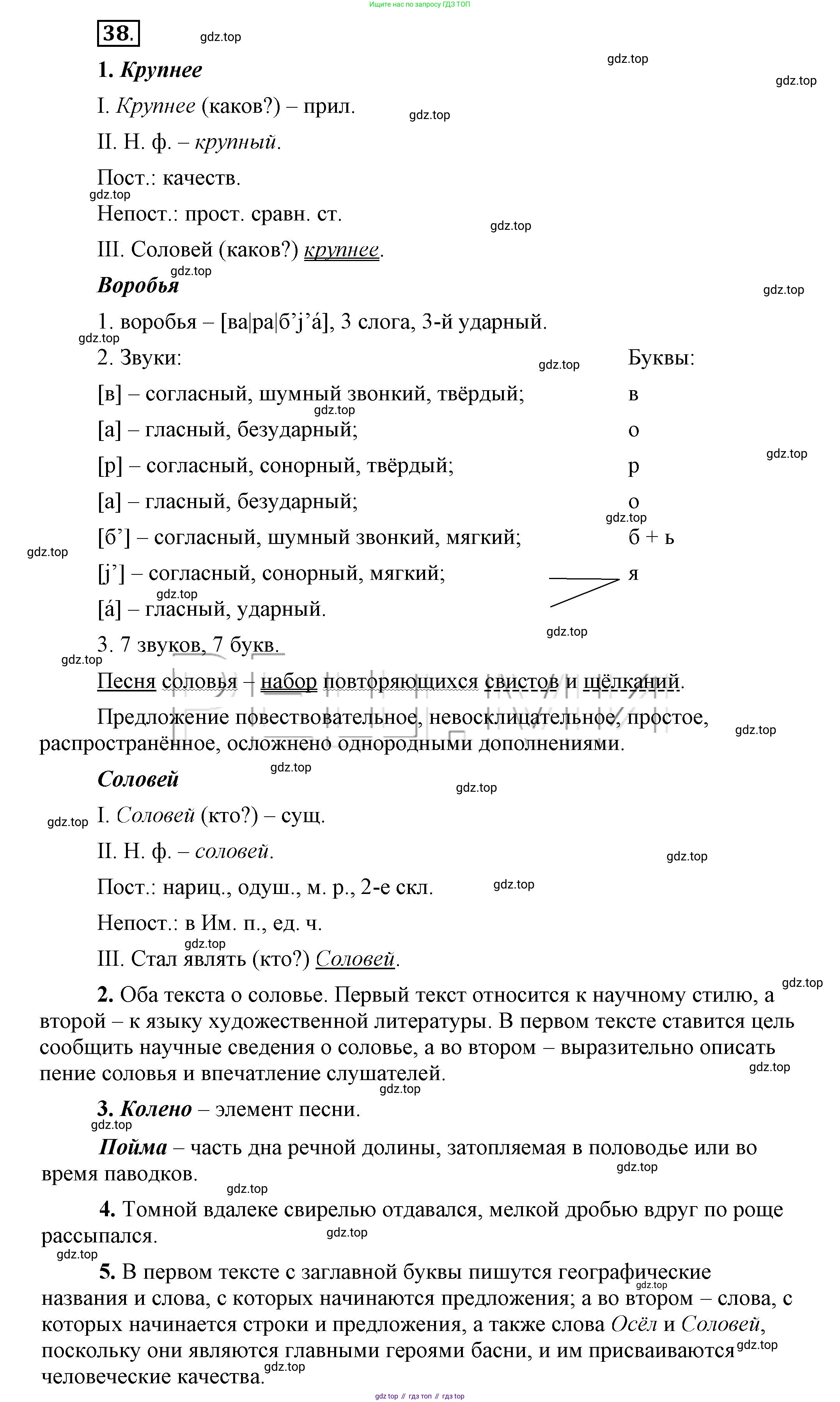 Русский язык, 6 класс Учебник, авторы: Быстрова Елена Александровна, Кибирёва Людмила Валентиновна, Гостева Юлия Николаевна, Антонова Евгения Станиславовна, издательство Русское слово, Москва, 2022, голубого цвета, Часть 1, страница 45, номер 38, Решение 2