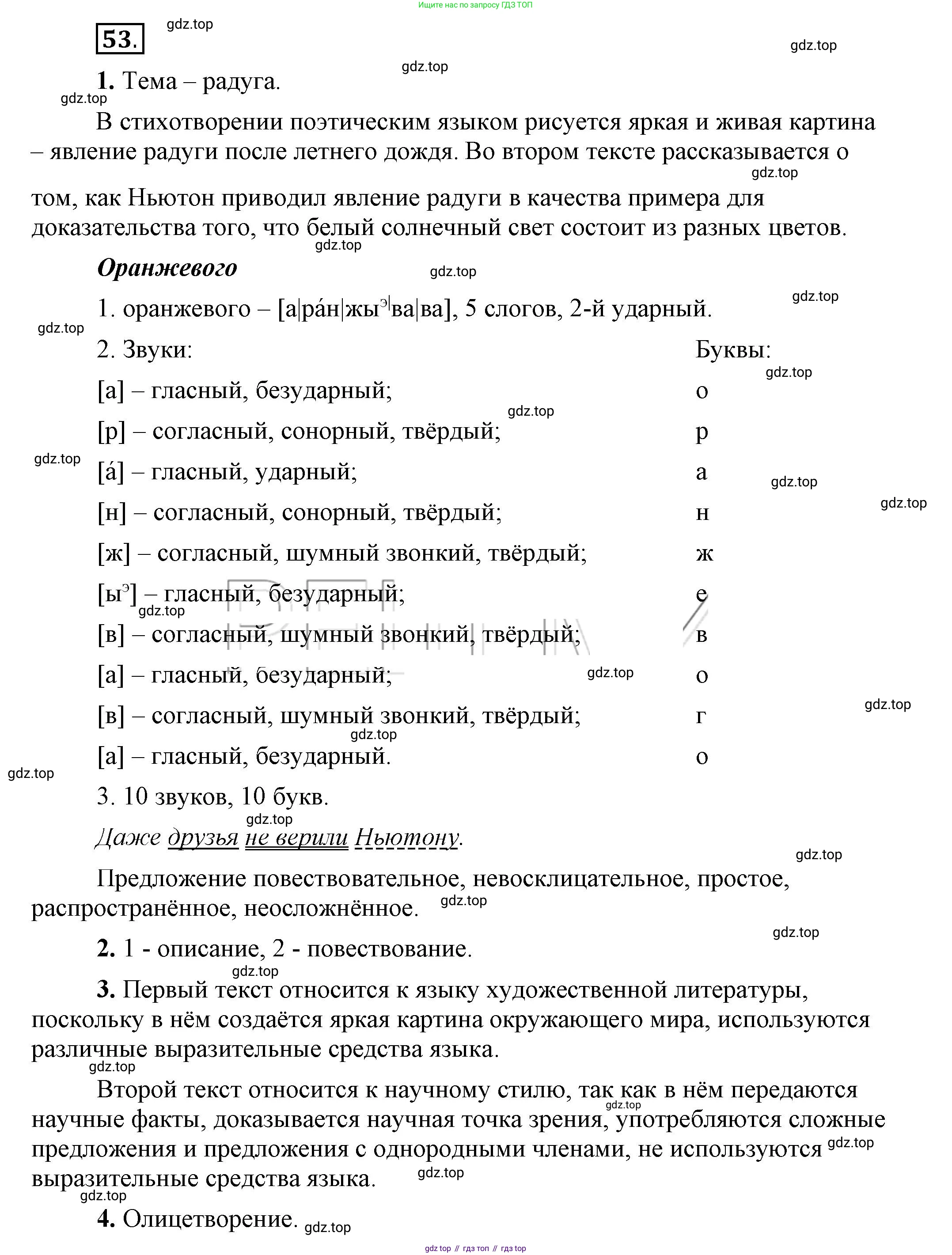 Русский язык, 6 класс Учебник, авторы: Быстрова Елена Александровна, Кибирёва Людмила Валентиновна, Гостева Юлия Николаевна, Антонова Евгения Станиславовна, издательство Русское слово, Москва, 2022, голубого цвета, Часть 1, страница 62, номер 53, Решение 2