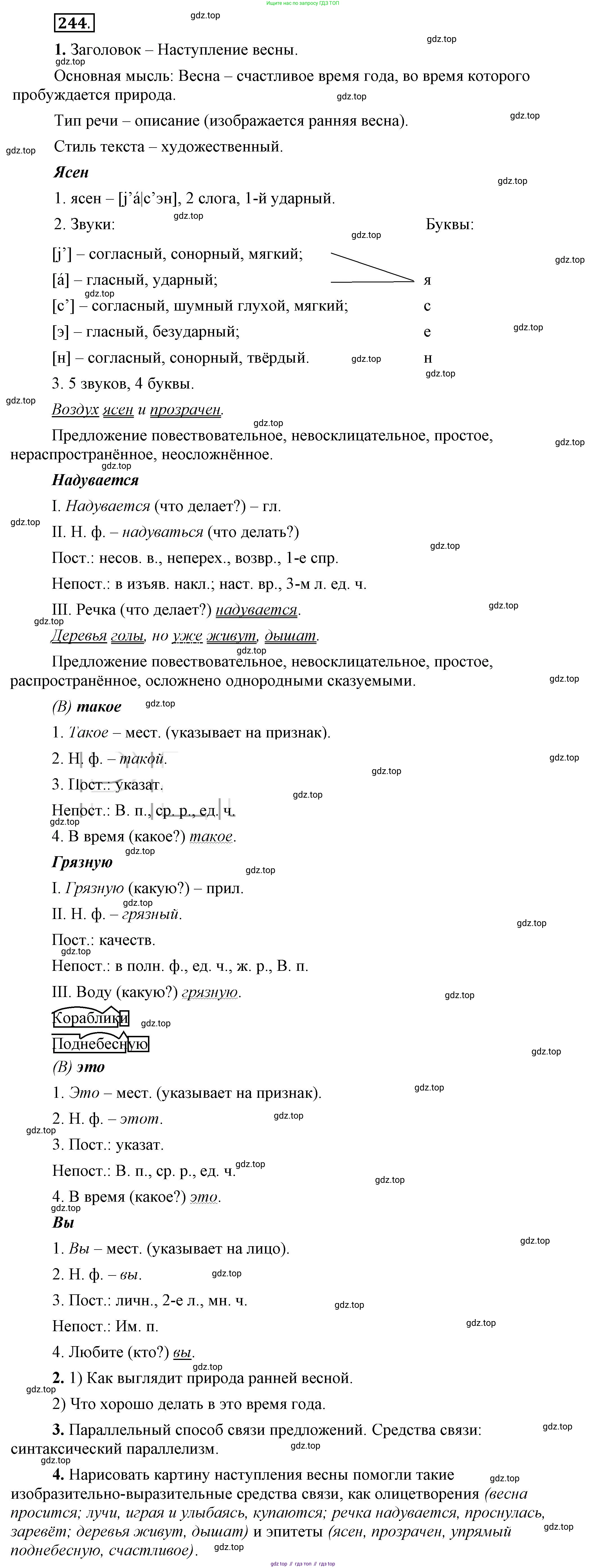 Русский язык, 6 класс Учебник, авторы: Быстрова Елена Александровна, Кибирёва Людмила Валентиновна, Гостева Юлия Николаевна, Антонова Евгения Станиславовна, издательство Русское слово, Москва, 2022, голубого цвета, Часть 2, страница 178, номер 244, Решение 2