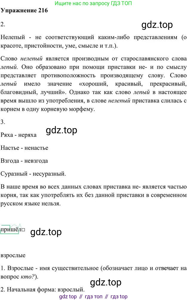 Русский язык, 6 класс Учебник, авторы: Быстрова Елена Александровна, Кибирёва Людмила Валентиновна, Гостева Юлия Николаевна, Антонова Евгения Станиславовна, издательство Русское слово, Москва, 2022, голубого цвета, Часть 1, страница 173, номер 216, Решение 3