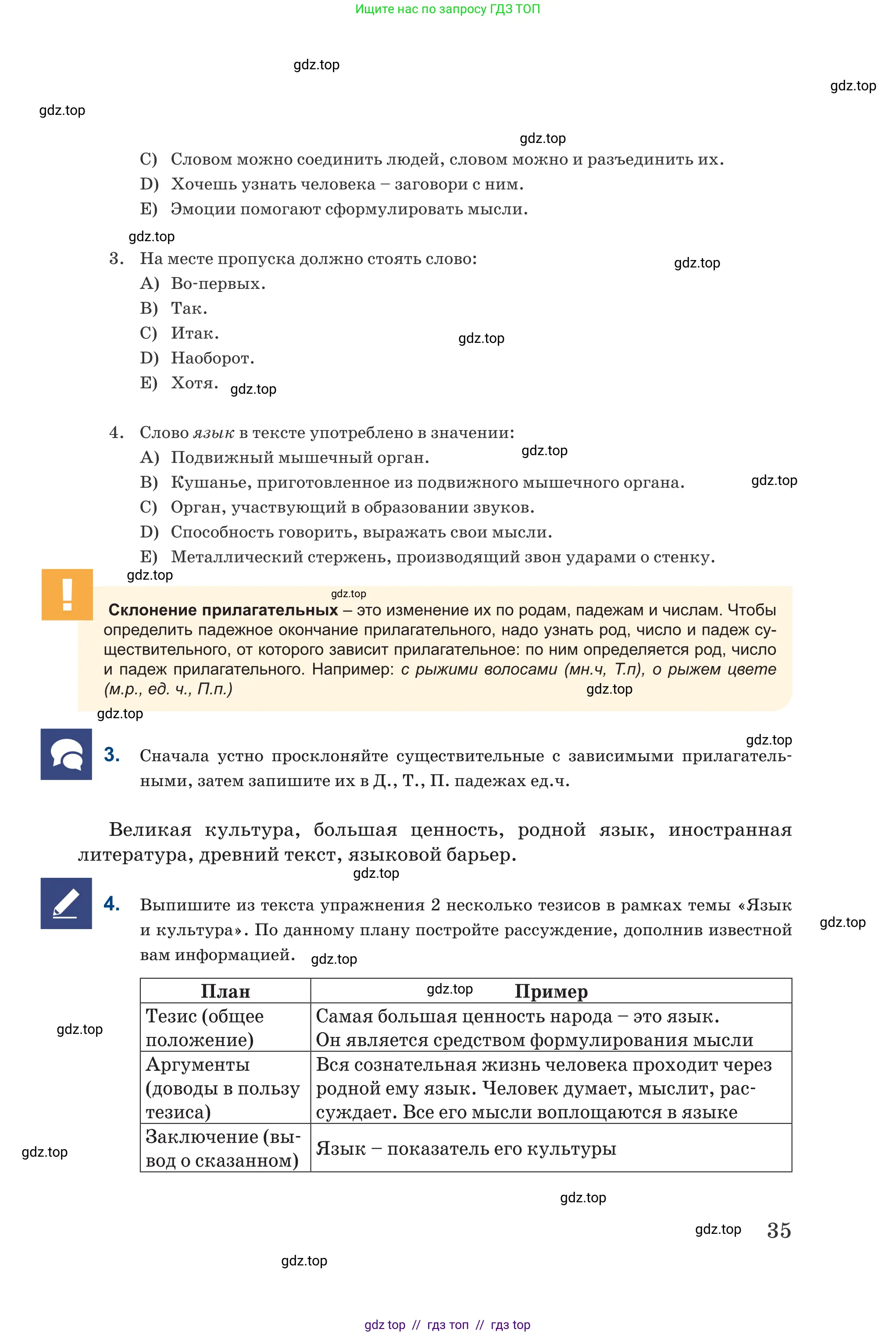 Русский язык, 6 класс Учебник, авторы: Капенова Жанарсын Жуматовна, Валова Мария Валерьевна, Мирошникова Наталья Владимировна, издательство Арман-ПВ, Астана, 2018, страница 35
