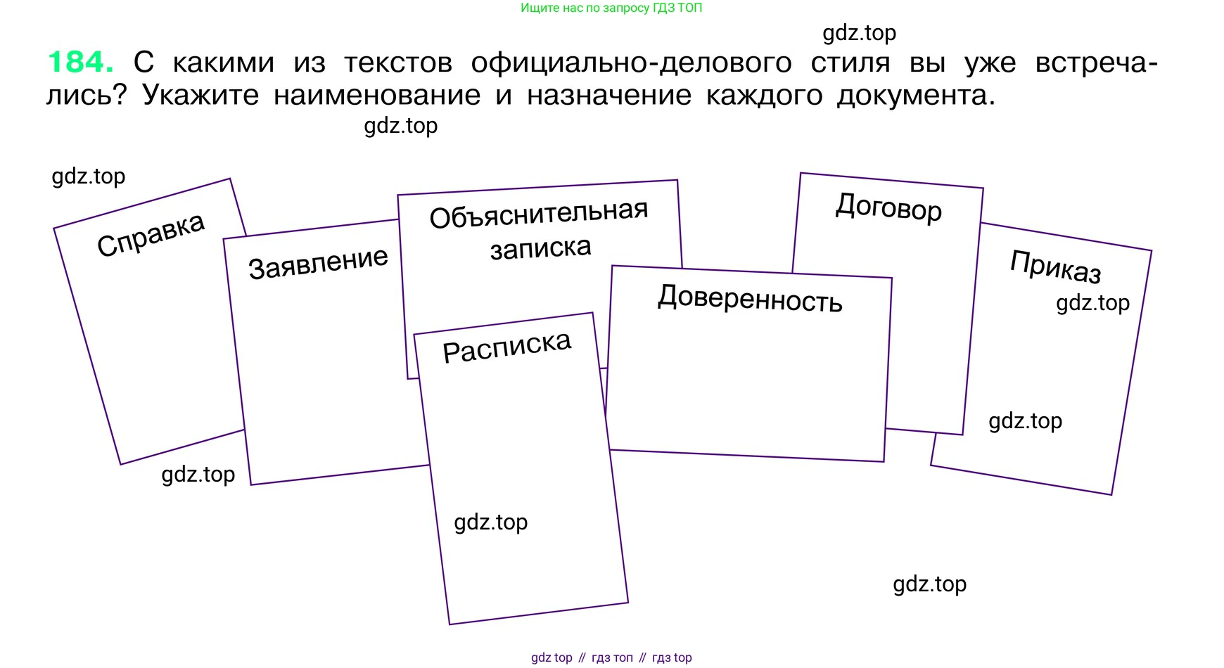 ГДЗ Русский язык, 6 класс Учебник, авторы: Баранов Михаил Трофимович, Ладыженская Таиса Алексеевна, Тростенцова Лидия Александровна, Ладыженская Наталия Вениаминовна, Дейкина Алевтина Дмитриевна, Антонова Любовь Геннадиевна, Григорян Лариса Трофимовна, Кулибаба Иван Иванович, издательство Просвещение, Москва, 2023, салатового цвета, Часть 1, страница 98, номер 184, Условие 2024