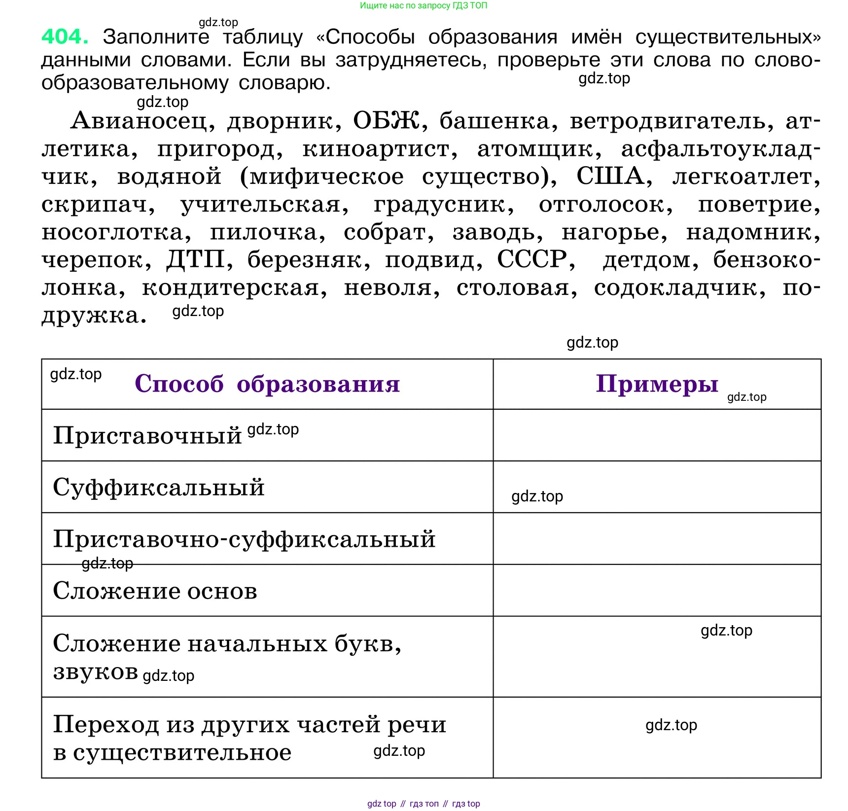 ГДЗ Русский язык, 6 класс Учебник, авторы: Баранов Михаил Трофимович, Ладыженская Таиса Алексеевна, Тростенцова Лидия Александровна, Ладыженская Наталия Вениаминовна, Дейкина Алевтина Дмитриевна, Антонова Любовь Геннадиевна, Григорян Лариса Трофимовна, Кулибаба Иван Иванович, издательство Просвещение, Москва, 2023, салатового цвета, Часть 1, страница 203, номер 404, Условие 2024