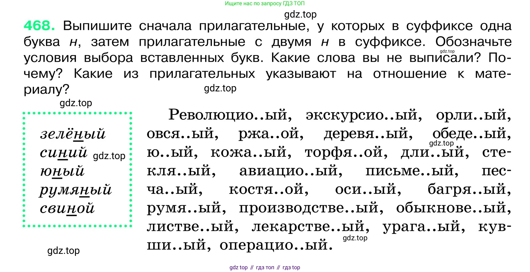 ГДЗ Русский язык, 6 класс Учебник, авторы: Баранов Михаил Трофимович, Ладыженская Таиса Алексеевна, Тростенцова Лидия Александровна, Ладыженская Наталия Вениаминовна, Дейкина Алевтина Дмитриевна, Антонова Любовь Геннадиевна, Григорян Лариса Трофимовна, Кулибаба Иван Иванович, издательство Просвещение, Москва, 2023, салатового цвета, Часть 2, страница 34, номер 468, Условие 2024