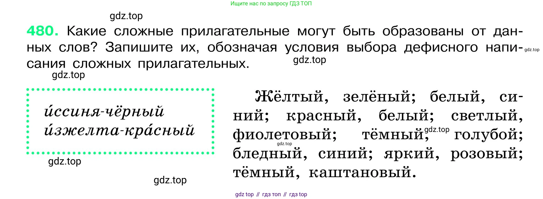 ГДЗ Русский язык, 6 класс Учебник, авторы: Баранов Михаил Трофимович, Ладыженская Таиса Алексеевна, Тростенцова Лидия Александровна, Ладыженская Наталия Вениаминовна, Дейкина Алевтина Дмитриевна, Антонова Любовь Геннадиевна, Григорян Лариса Трофимовна, Кулибаба Иван Иванович, издательство Просвещение, Москва, 2023, салатового цвета, Часть 2, страница 40, номер 480, Условие 2024