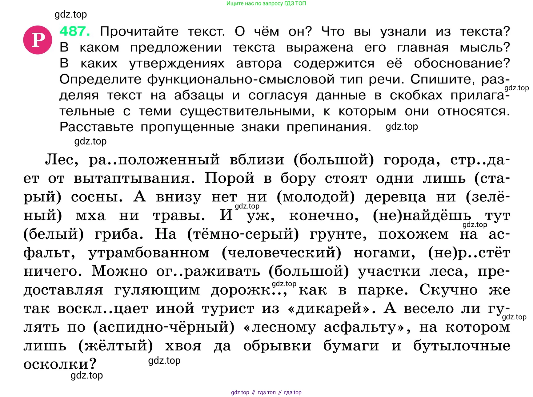 ГДЗ Русский язык, 6 класс Учебник, авторы: Баранов Михаил Трофимович, Ладыженская Таиса Алексеевна, Тростенцова Лидия Александровна, Ладыженская Наталия Вениаминовна, Дейкина Алевтина Дмитриевна, Антонова Любовь Геннадиевна, Григорян Лариса Трофимовна, Кулибаба Иван Иванович, издательство Просвещение, Москва, 2023, салатового цвета, Часть 2, страница 43, номер 487, Условие 2024