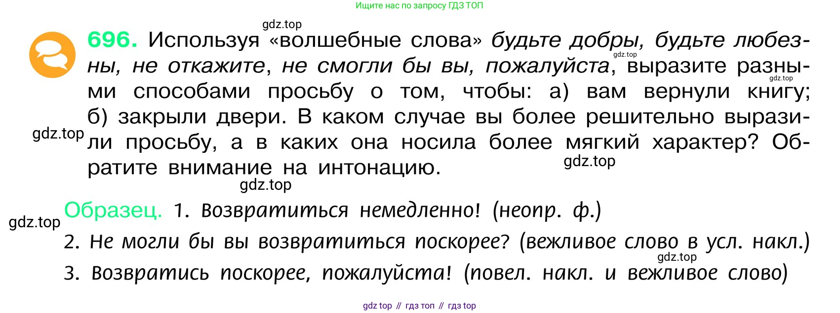 ГДЗ Русский язык, 6 класс Учебник, авторы: Баранов Михаил Трофимович, Ладыженская Таиса Алексеевна, Тростенцова Лидия Александровна, Ладыженская Наталия Вениаминовна, Дейкина Алевтина Дмитриевна, Антонова Любовь Геннадиевна, Григорян Лариса Трофимовна, Кулибаба Иван Иванович, издательство Просвещение, Москва, 2023, салатового цвета, Часть 2, страница 150, номер 696, Условие 2024