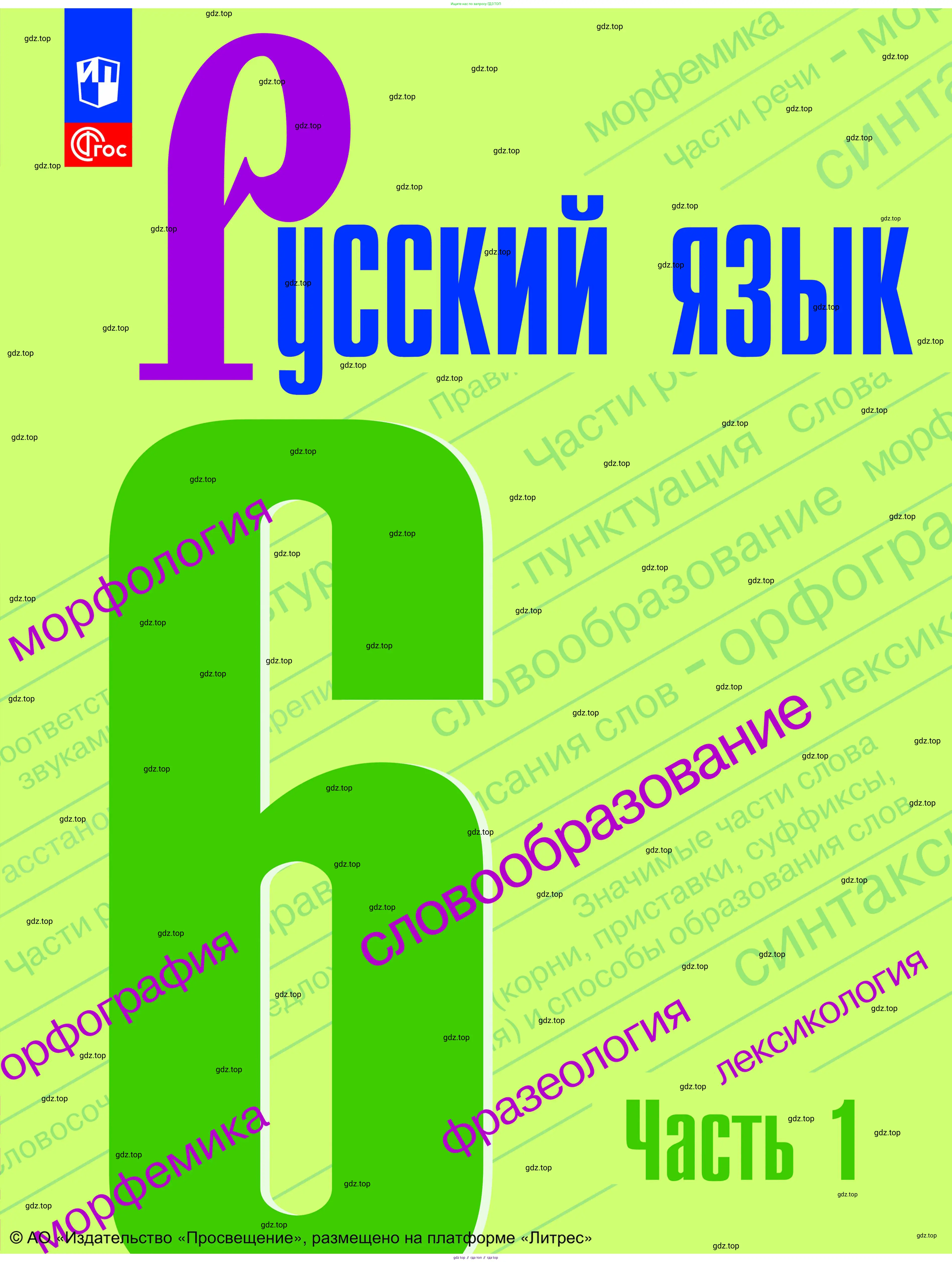 Русский язык, 6 класс Учебник, авторы: Баранов Михаил Трофимович, Ладыженская Таиса Алексеевна, Тростенцова Лидия Александровна, Ладыженская Наталия Вениаминовна, Дейкина Алевтина Дмитриевна, Антонова Любовь Геннадиевна, Григорян Лариса Трофимовна, Кулибаба Иван Иванович, издательство Просвещение, Москва, 2023, салатового цвета,