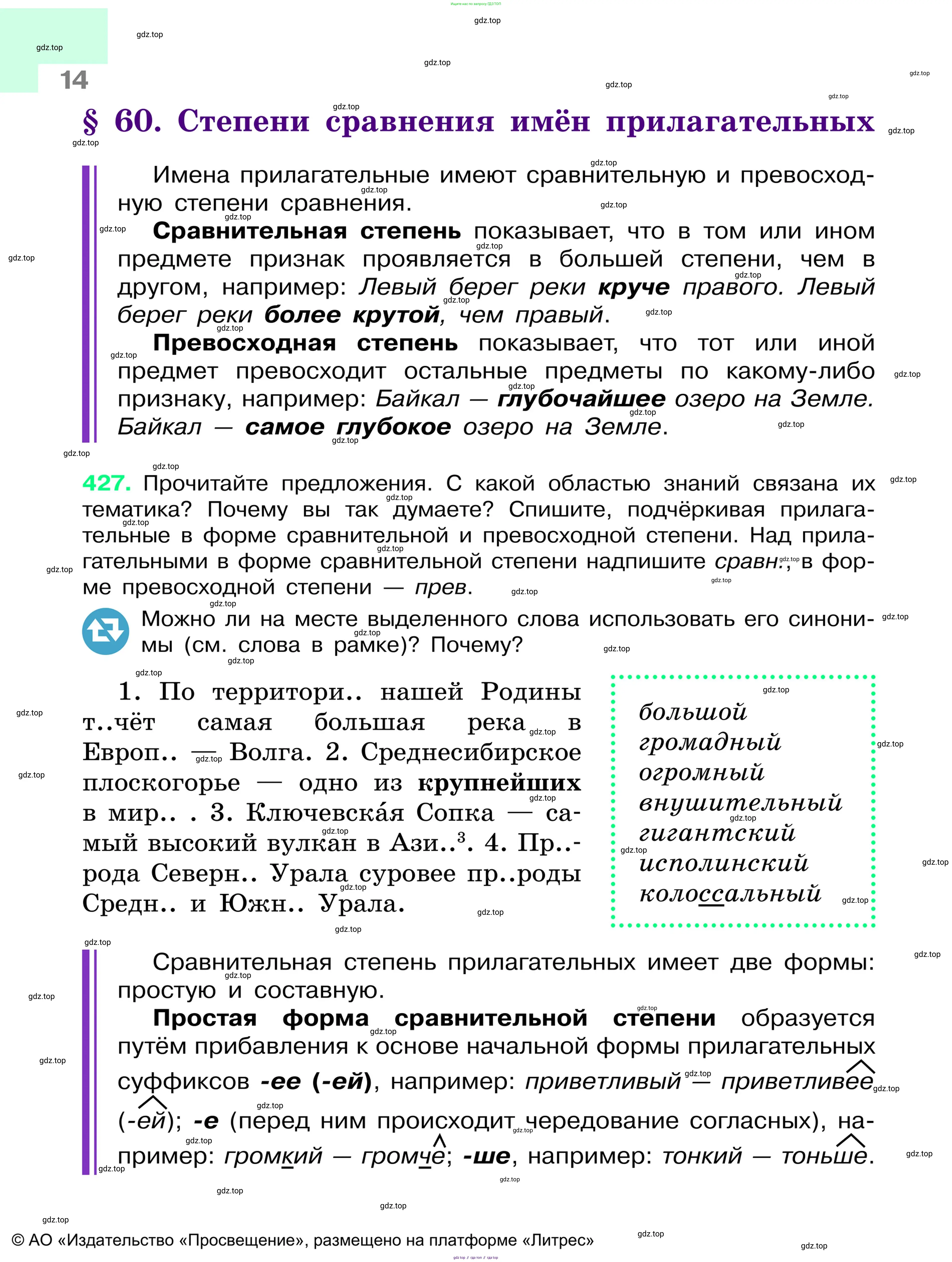 Русский язык, 6 класс Учебник, авторы: Баранов Михаил Трофимович, Ладыженская Таиса Алексеевна, Тростенцова Лидия Александровна, Ладыженская Наталия Вениаминовна, Дейкина Алевтина Дмитриевна, Антонова Любовь Геннадиевна, Григорян Лариса Трофимовна, Кулибаба Иван Иванович, издательство Просвещение, Москва, 2023, салатового цвета, Часть 1, страница 14