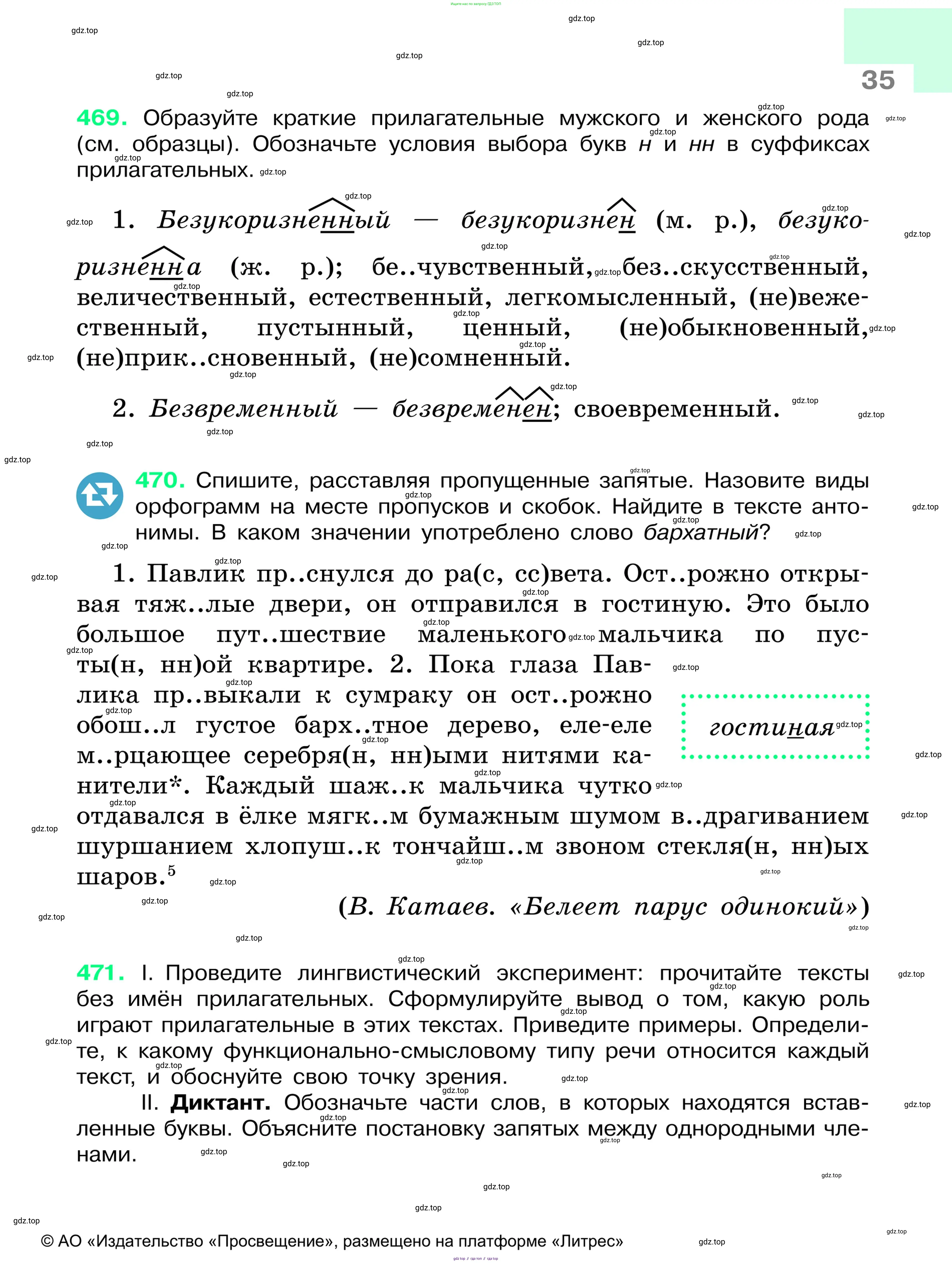 Русский язык, 6 класс Учебник, авторы: Баранов Михаил Трофимович, Ладыженская Таиса Алексеевна, Тростенцова Лидия Александровна, Ладыженская Наталия Вениаминовна, Дейкина Алевтина Дмитриевна, Антонова Любовь Геннадиевна, Григорян Лариса Трофимовна, Кулибаба Иван Иванович, издательство Просвещение, Москва, 2023, салатового цвета, Часть 1, страница 35