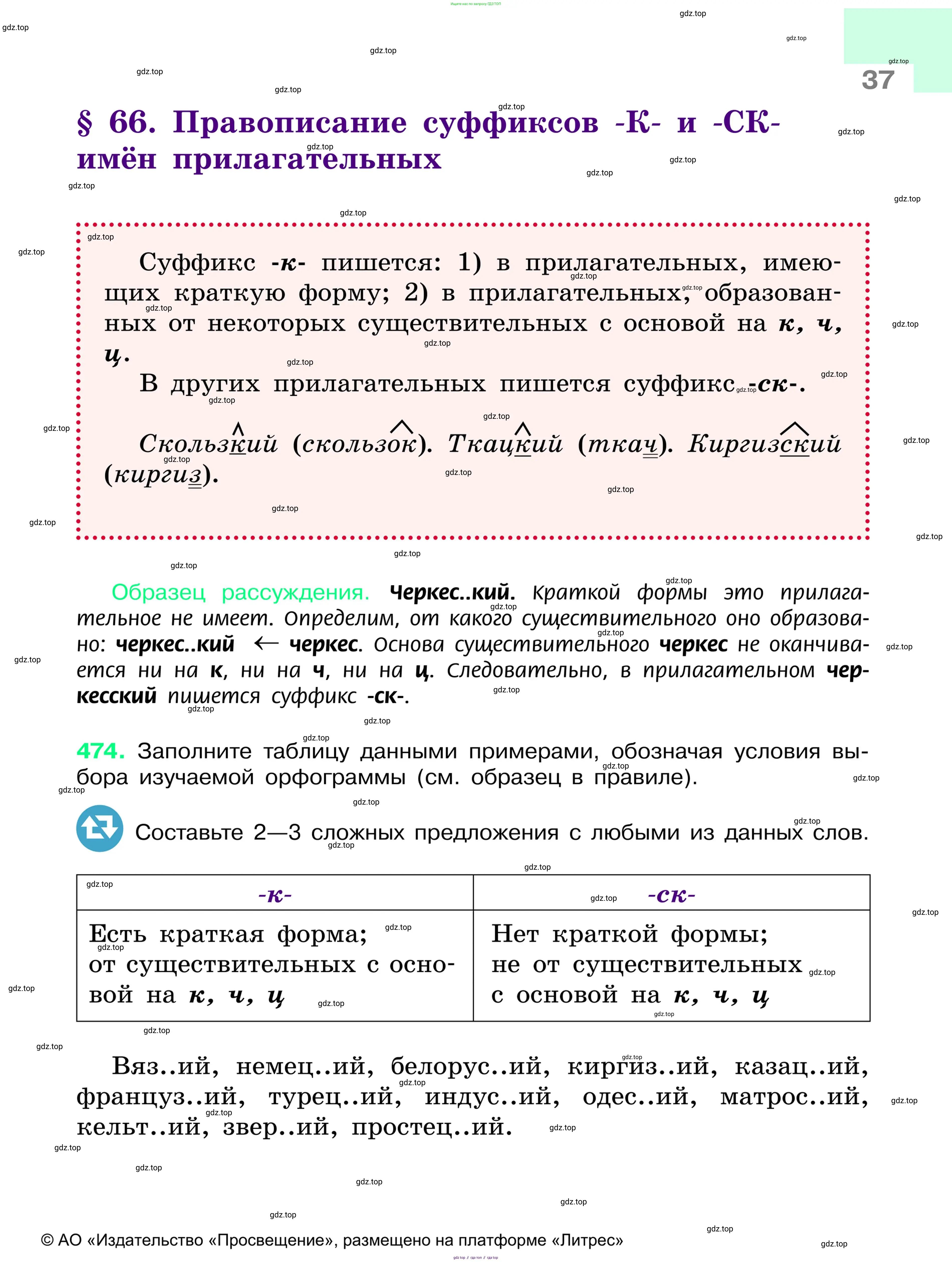 Русский язык, 6 класс Учебник, авторы: Баранов Михаил Трофимович, Ладыженская Таиса Алексеевна, Тростенцова Лидия Александровна, Ладыженская Наталия Вениаминовна, Дейкина Алевтина Дмитриевна, Антонова Любовь Геннадиевна, Григорян Лариса Трофимовна, Кулибаба Иван Иванович, издательство Просвещение, Москва, 2023, салатового цвета, Часть 1, страница 37