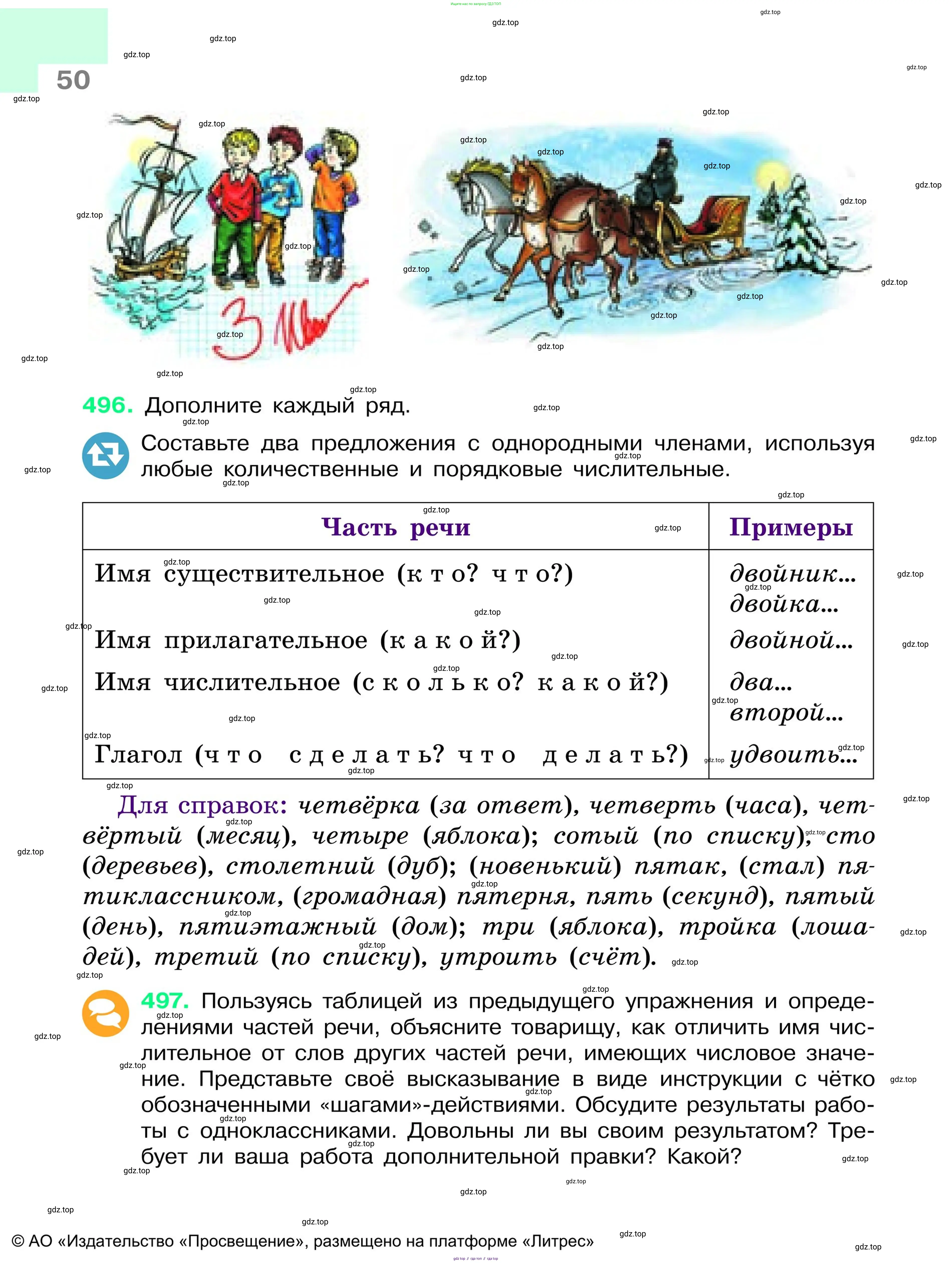 Русский язык, 6 класс Учебник, авторы: Баранов Михаил Трофимович, Ладыженская Таиса Алексеевна, Тростенцова Лидия Александровна, Ладыженская Наталия Вениаминовна, Дейкина Алевтина Дмитриевна, Антонова Любовь Геннадиевна, Григорян Лариса Трофимовна, Кулибаба Иван Иванович, издательство Просвещение, Москва, 2023, салатового цвета, Часть 1, страница 50