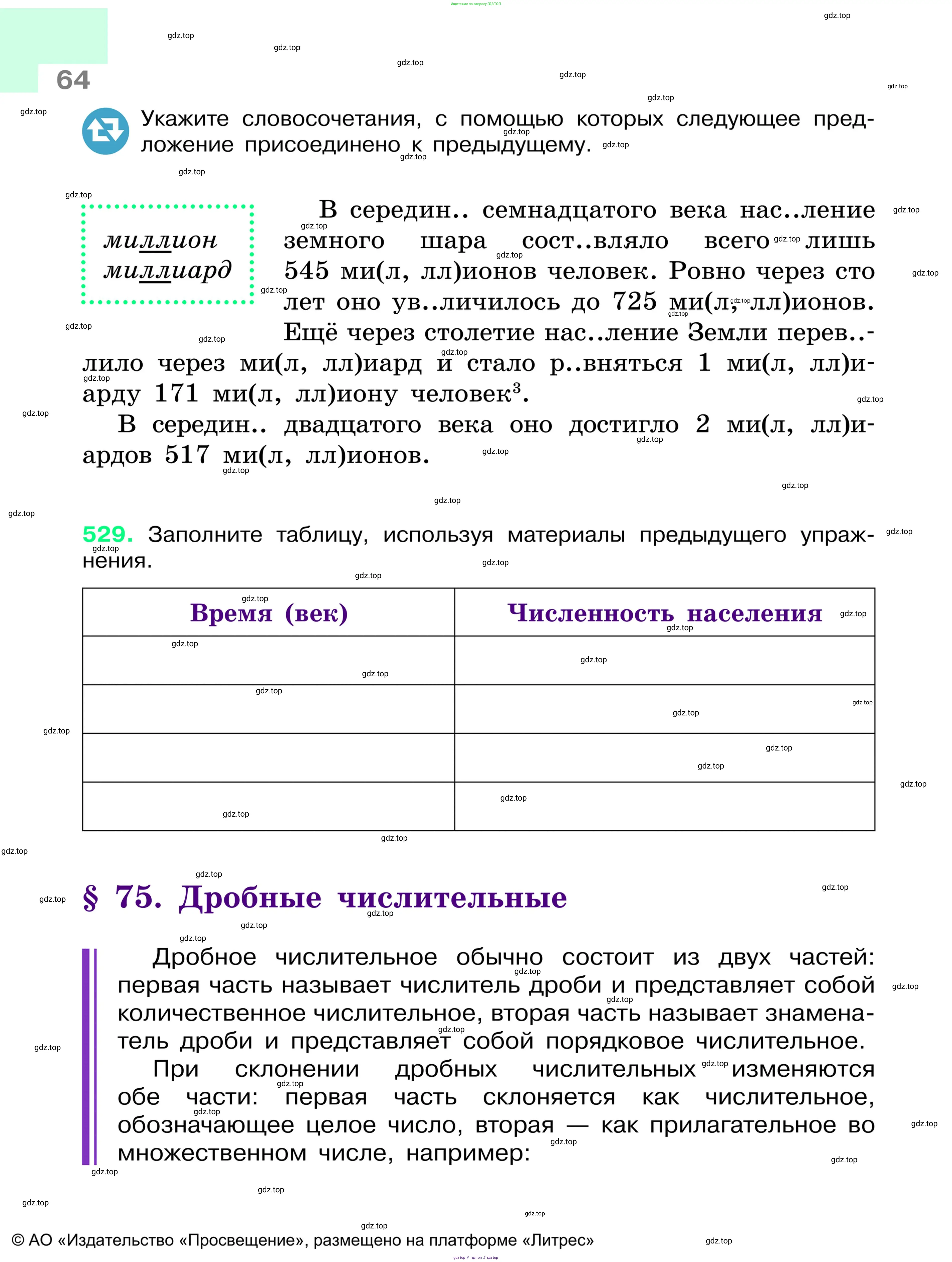 Русский язык, 6 класс Учебник, авторы: Баранов Михаил Трофимович, Ладыженская Таиса Алексеевна, Тростенцова Лидия Александровна, Ладыженская Наталия Вениаминовна, Дейкина Алевтина Дмитриевна, Антонова Любовь Геннадиевна, Григорян Лариса Трофимовна, Кулибаба Иван Иванович, издательство Просвещение, Москва, 2023, салатового цвета, Часть 1, страница 64