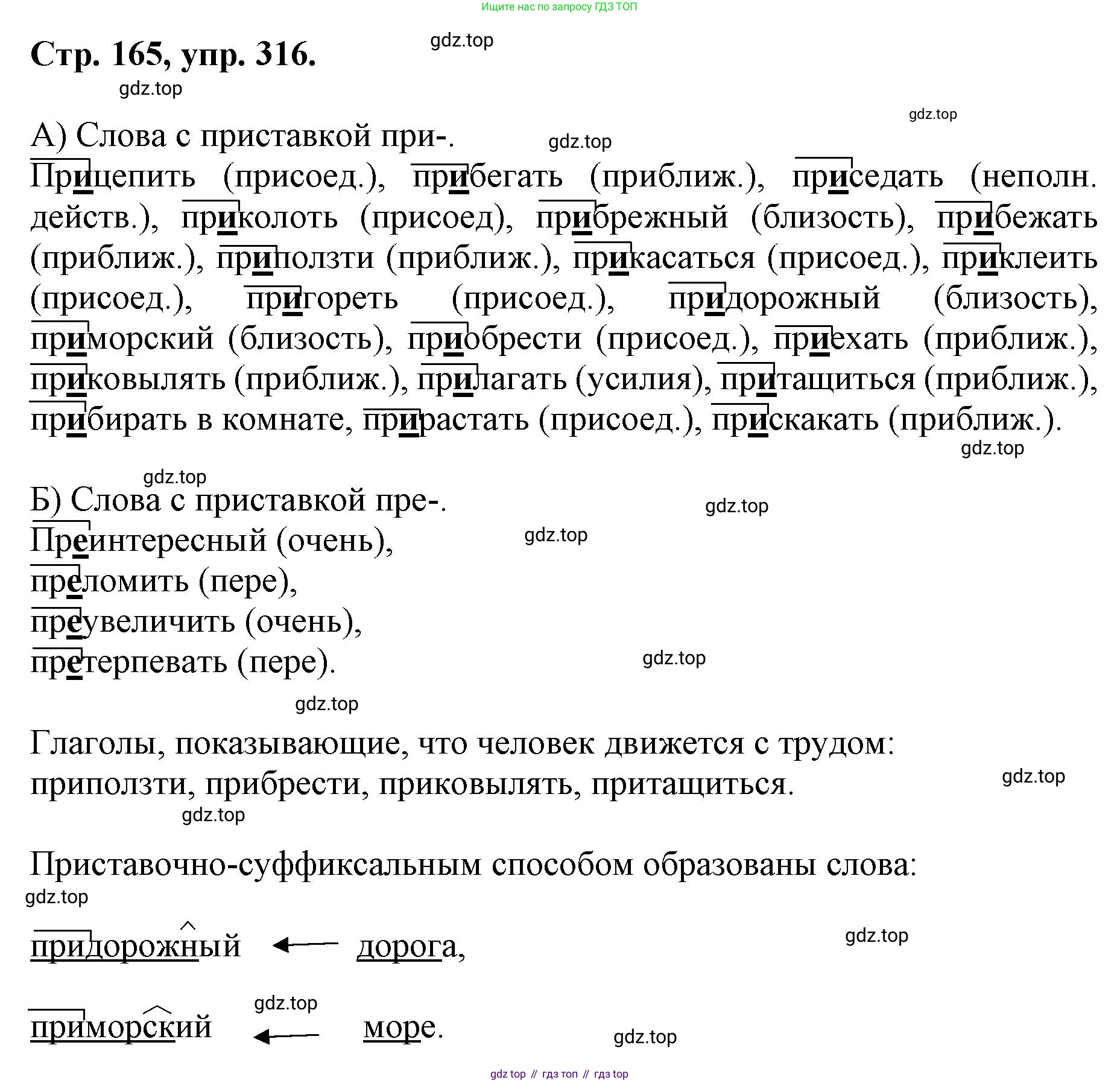 ГДЗ Русский язык, 6 класс Учебник, авторы: Баранов Михаил Трофимович, Ладыженская Таиса Алексеевна, Тростенцова Лидия Александровна, Ладыженская Наталия Вениаминовна, Дейкина Алевтина Дмитриевна, Антонова Любовь Геннадиевна, Григорян Лариса Трофимовна, Кулибаба Иван Иванович, издательство Просвещение, Москва, 2023, салатового цвета, Часть 1, страница 165, номер 316, Решение 1