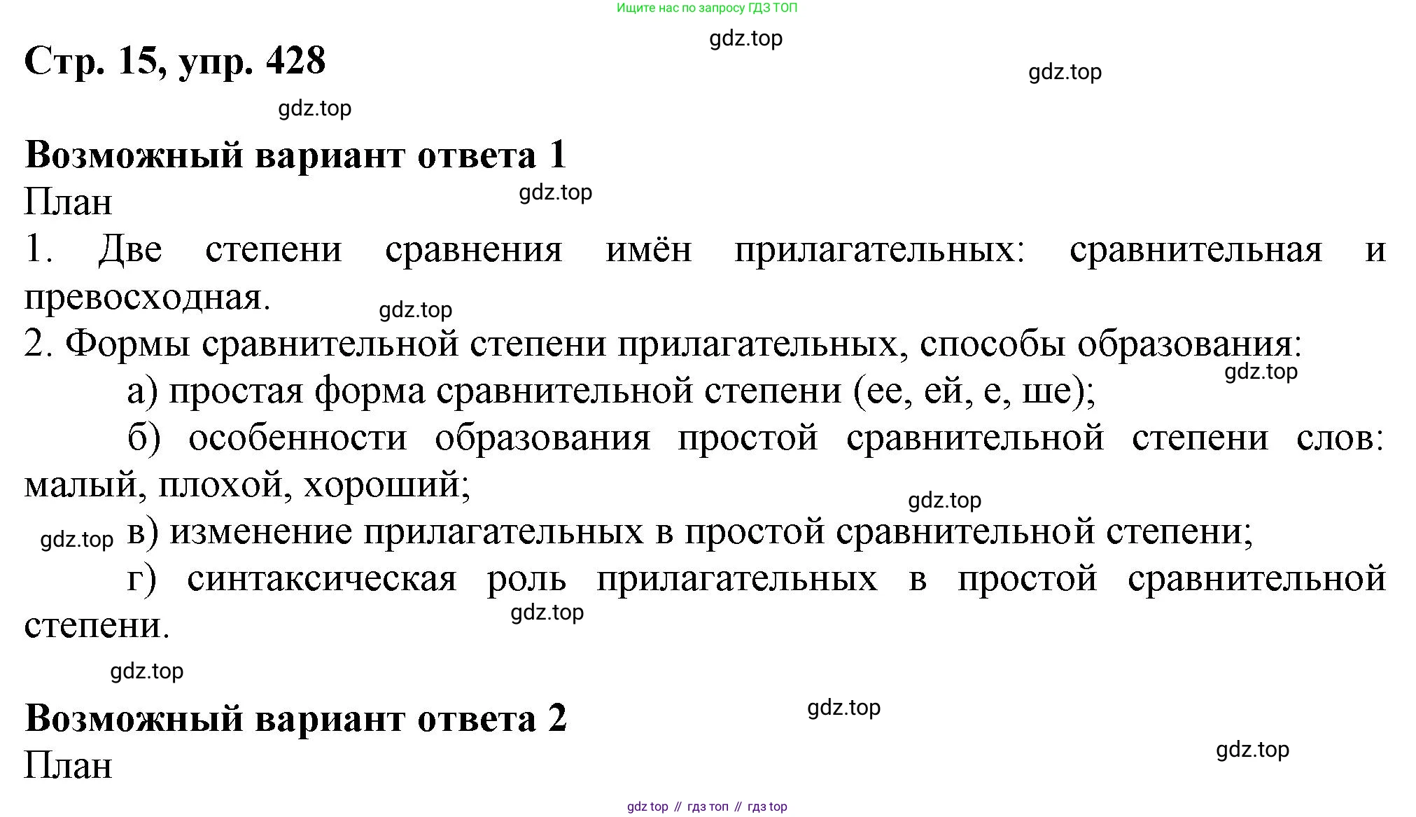 ГДЗ Русский язык, 6 класс Учебник, авторы: Баранов Михаил Трофимович, Ладыженская Таиса Алексеевна, Тростенцова Лидия Александровна, Ладыженская Наталия Вениаминовна, Дейкина Алевтина Дмитриевна, Антонова Любовь Геннадиевна, Григорян Лариса Трофимовна, Кулибаба Иван Иванович, издательство Просвещение, Москва, 2023, салатового цвета, Часть 2, страница 15, номер 428, Решение 1