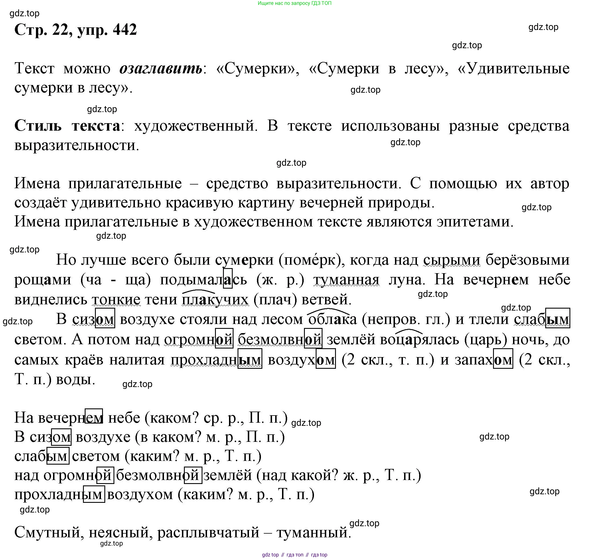 ГДЗ Русский язык, 6 класс Учебник, авторы: Баранов Михаил Трофимович, Ладыженская Таиса Алексеевна, Тростенцова Лидия Александровна, Ладыженская Наталия Вениаминовна, Дейкина Алевтина Дмитриевна, Антонова Любовь Геннадиевна, Григорян Лариса Трофимовна, Кулибаба Иван Иванович, издательство Просвещение, Москва, 2023, салатового цвета, Часть 2, страница 22, номер 442, Решение 1