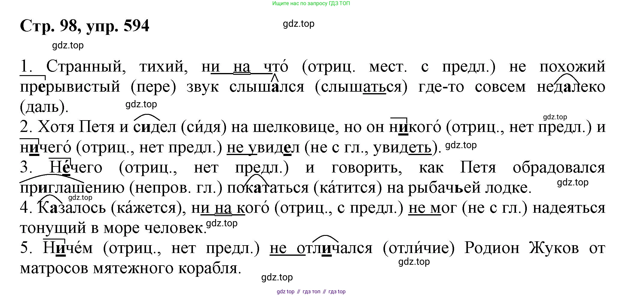 ГДЗ Русский язык, 6 класс Учебник, авторы: Баранов Михаил Трофимович, Ладыженская Таиса Алексеевна, Тростенцова Лидия Александровна, Ладыженская Наталия Вениаминовна, Дейкина Алевтина Дмитриевна, Антонова Любовь Геннадиевна, Григорян Лариса Трофимовна, Кулибаба Иван Иванович, издательство Просвещение, Москва, 2023, салатового цвета, Часть 2, страница 98, номер 594, Решение 1